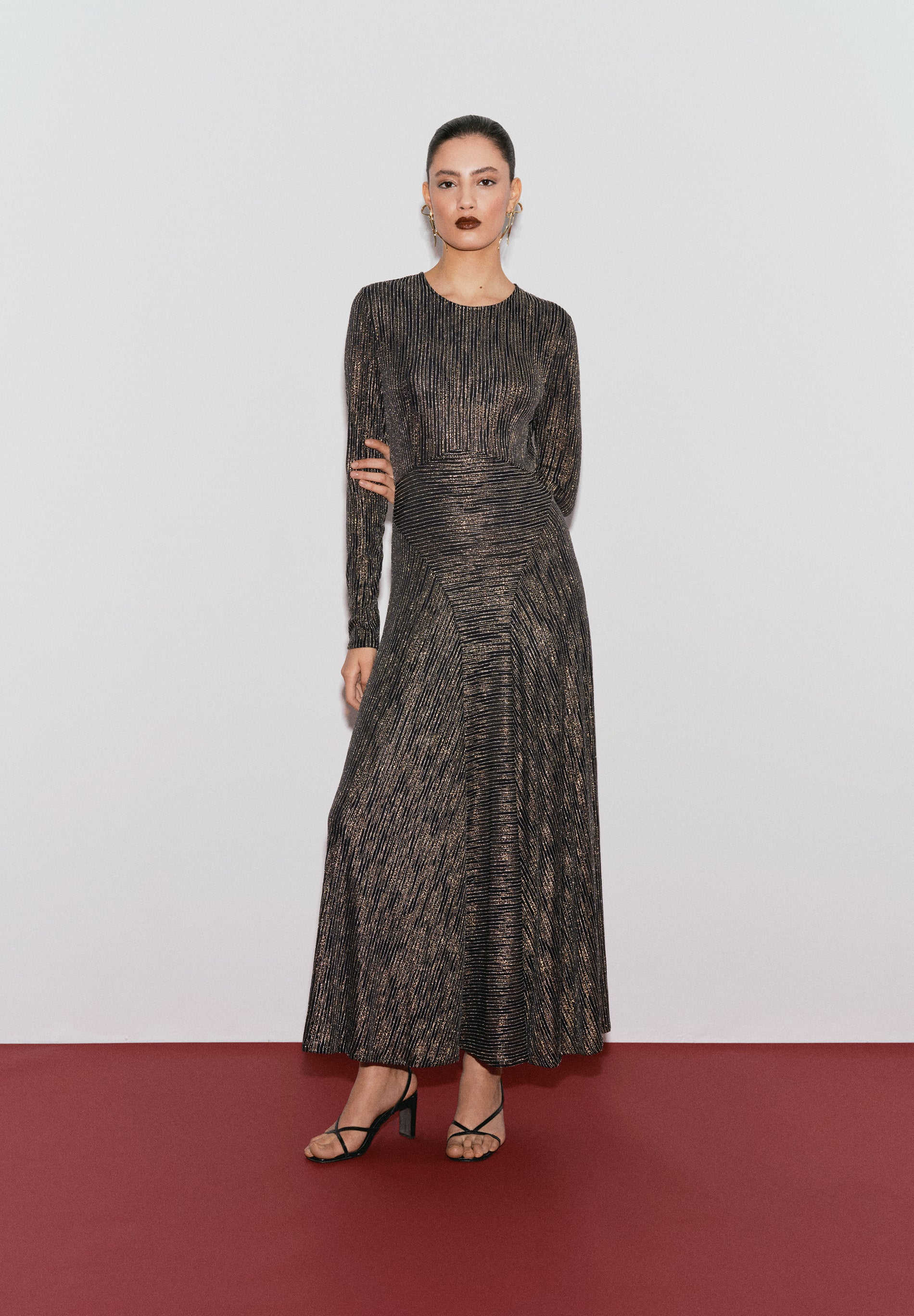 VESTIDO RAYAS METALIZADO