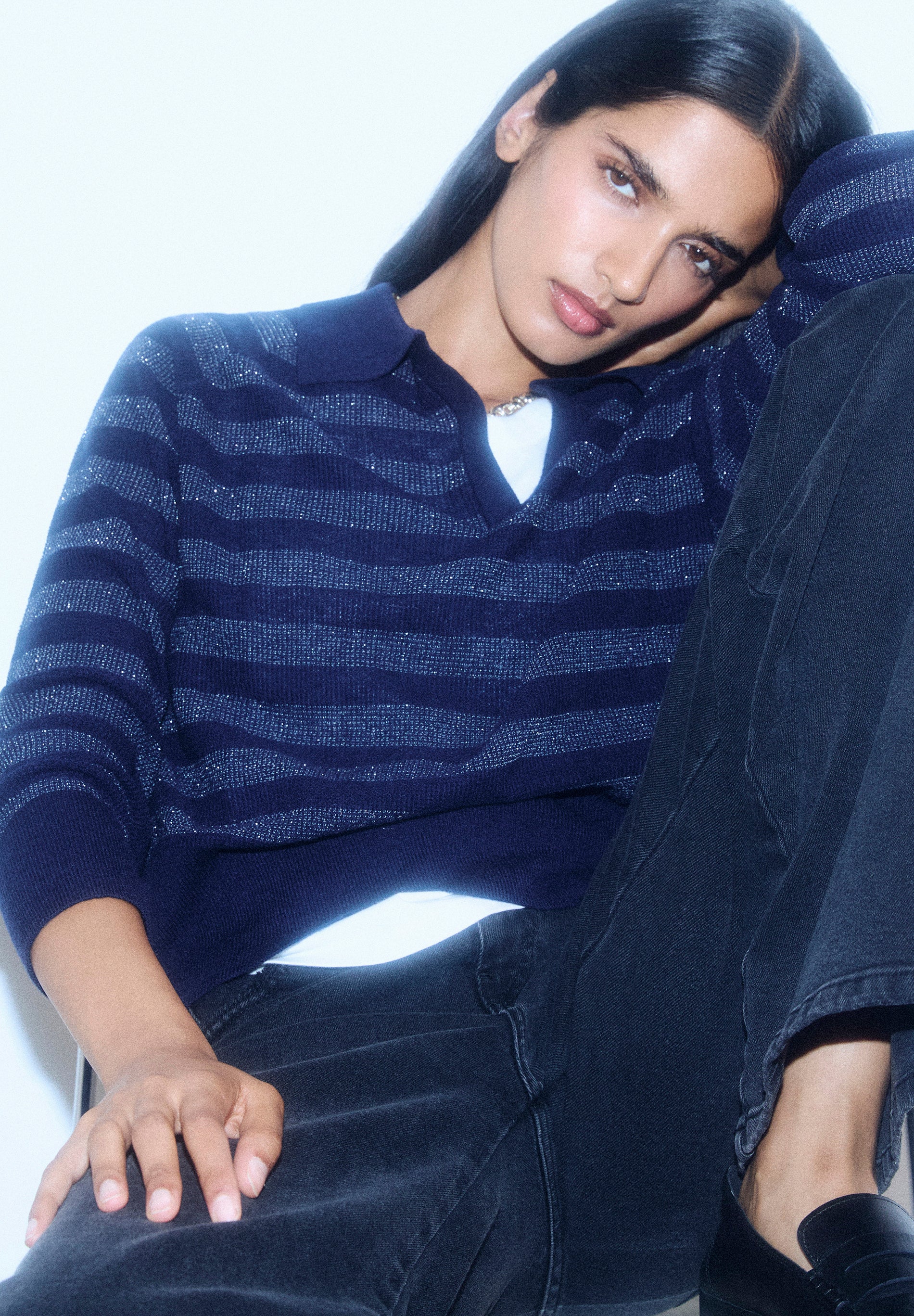 JERSEY POLO RAYAS METALIZADO