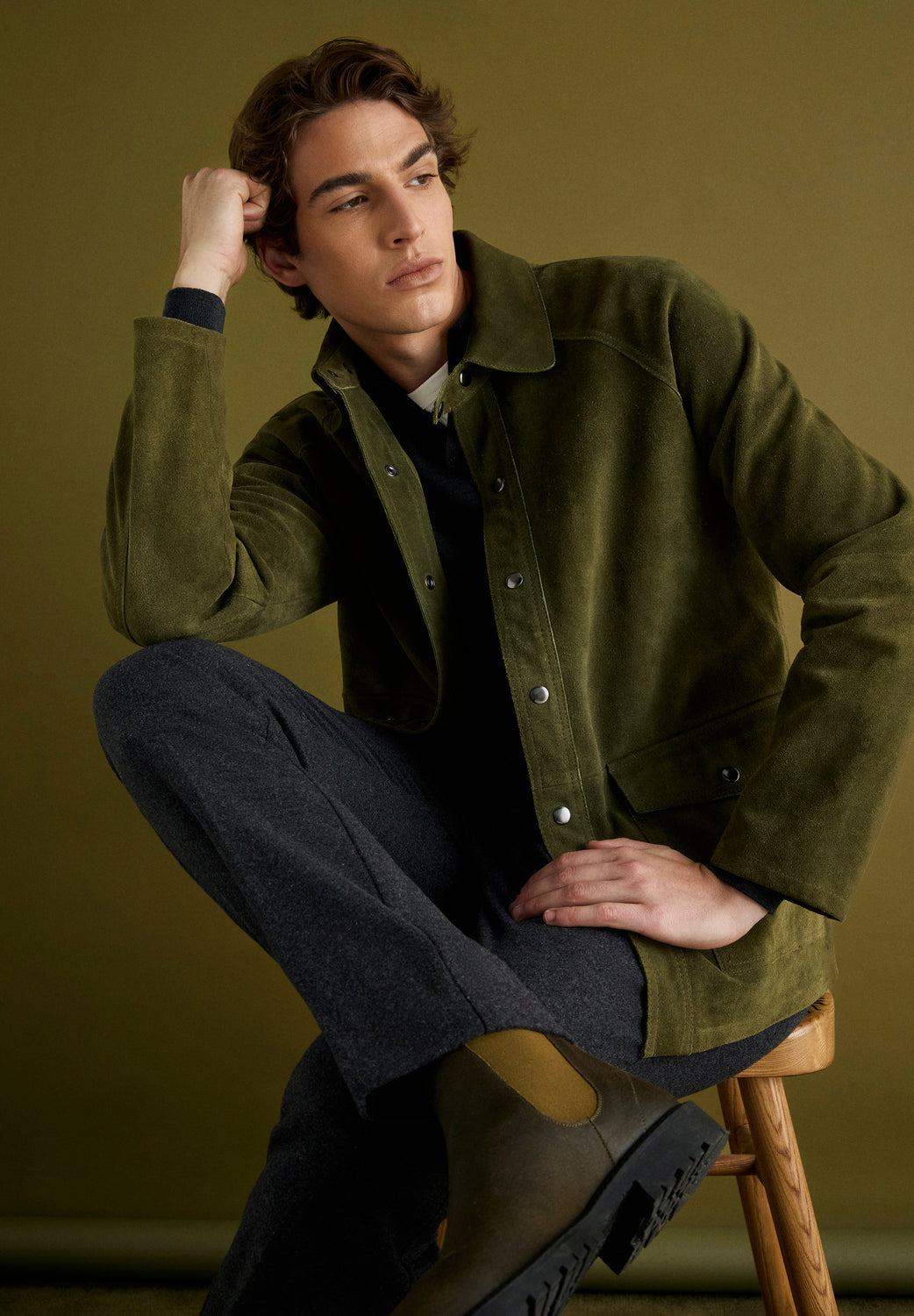 Chaqueta Ante Chaqueta Scalpers Hombre Chaqueta Verde De Ante