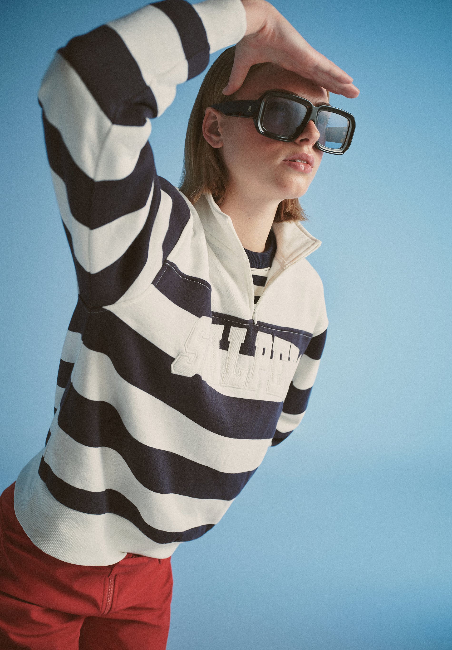 SUDADERA DE RAYAS CON LOGO