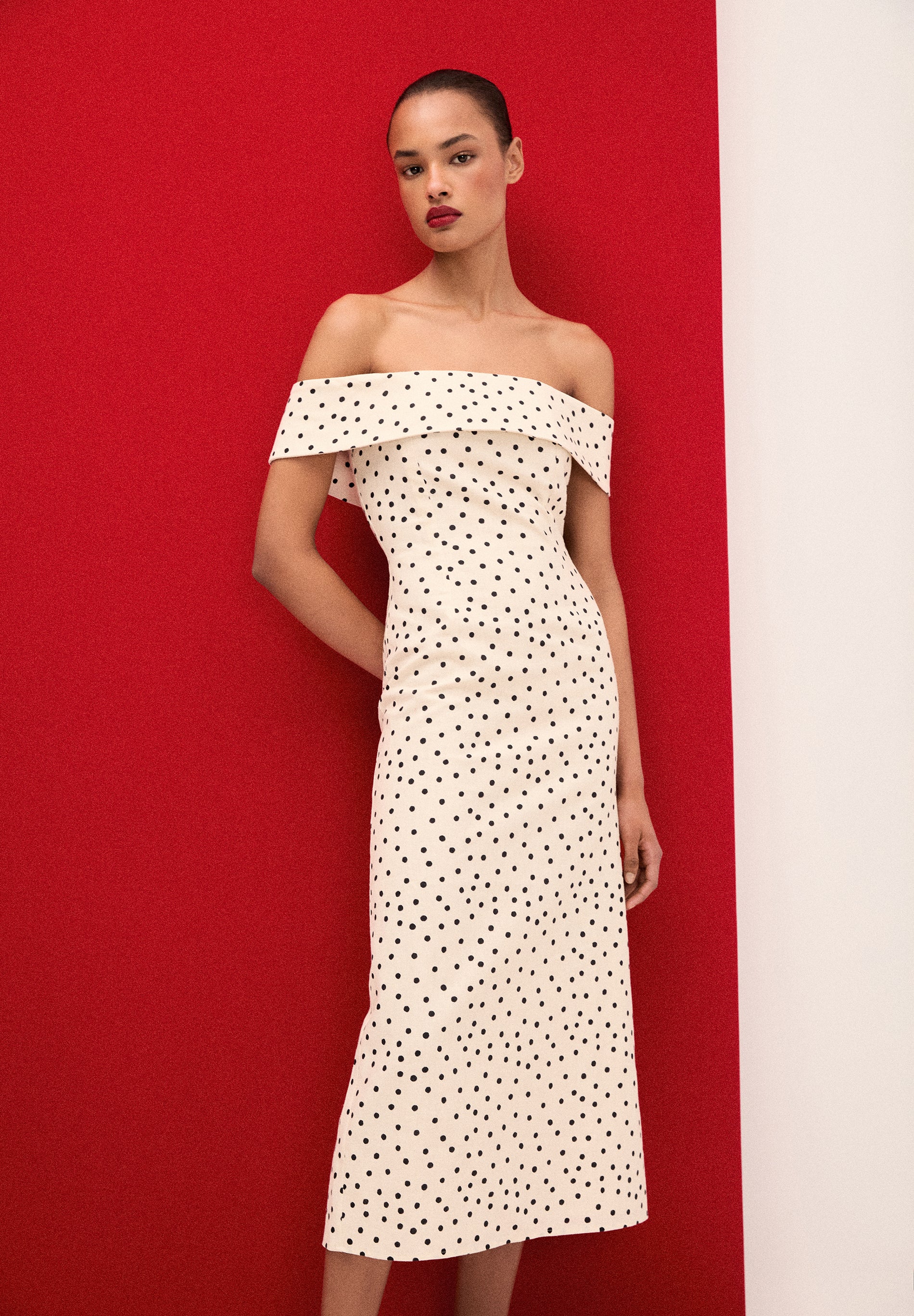 VESTIDO LINO LUNARES MIDI