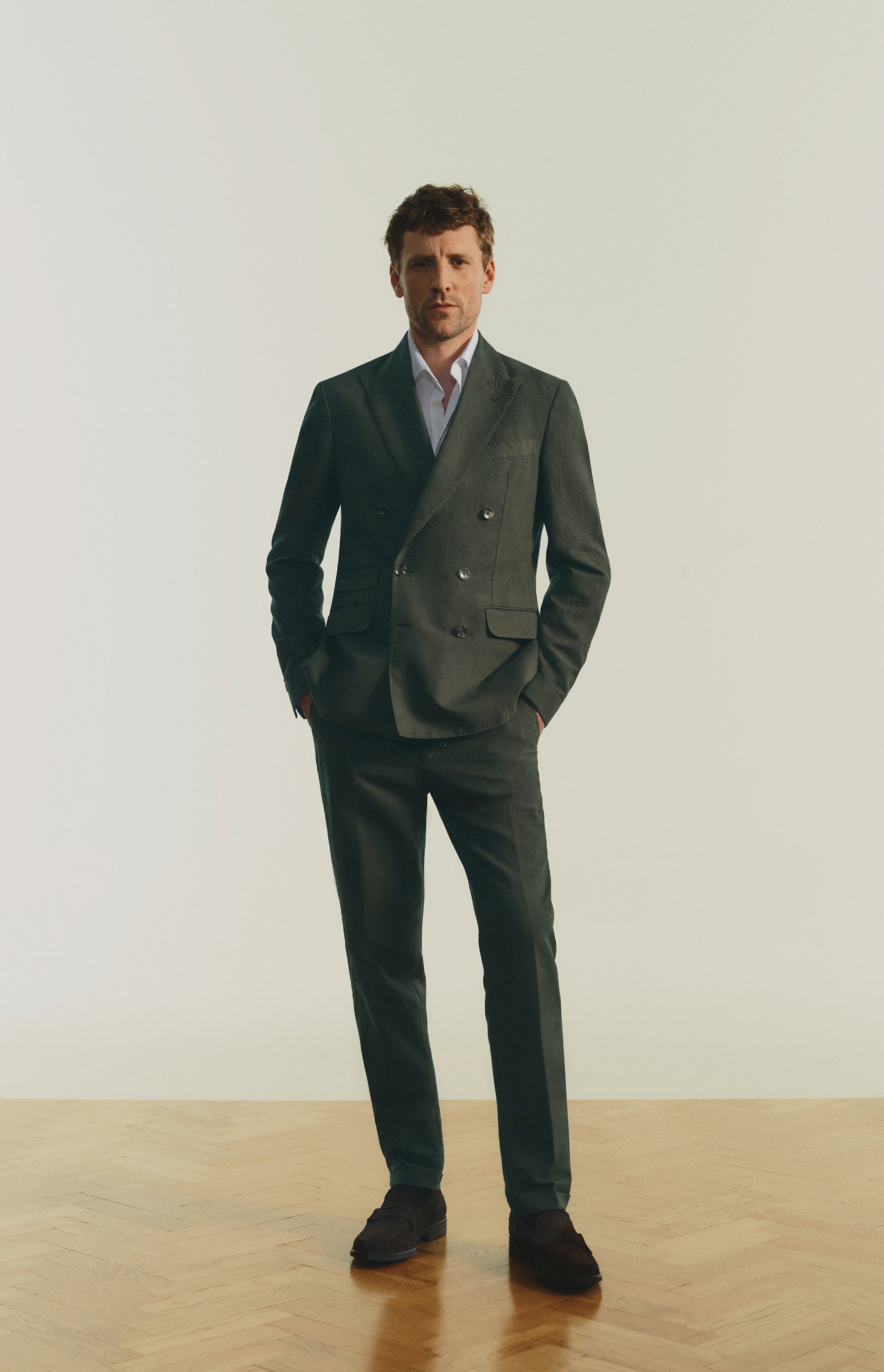 AMERICANA CRUZADA TRAJE LINO