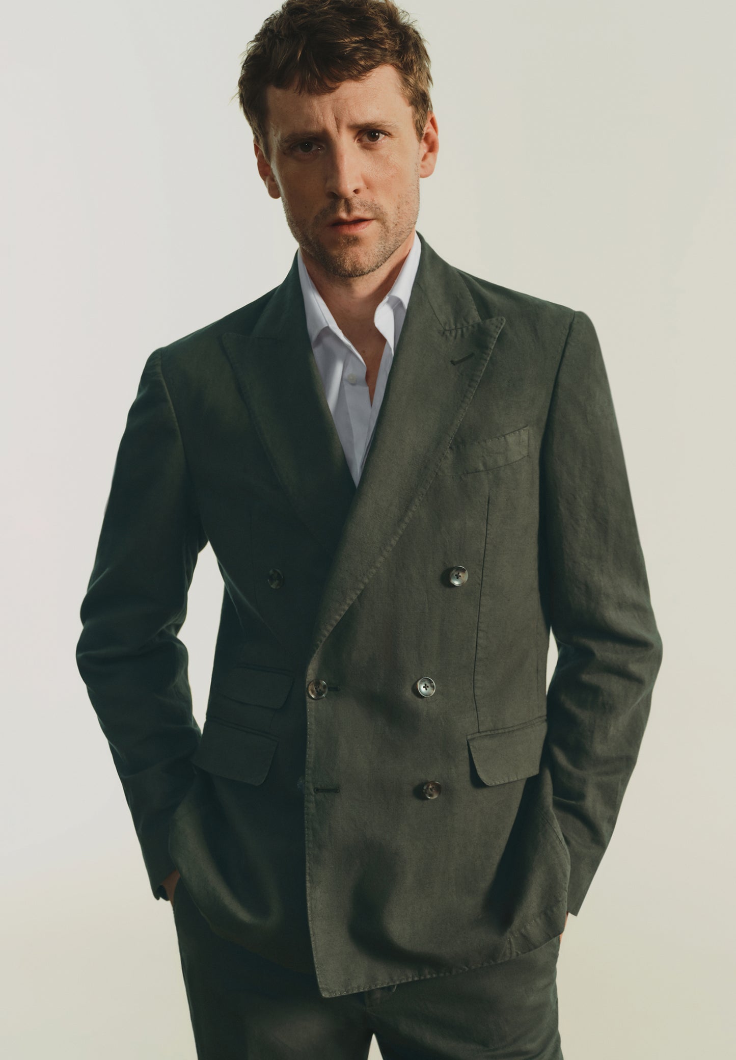 AMERICANA CRUZADA TRAJE LINO