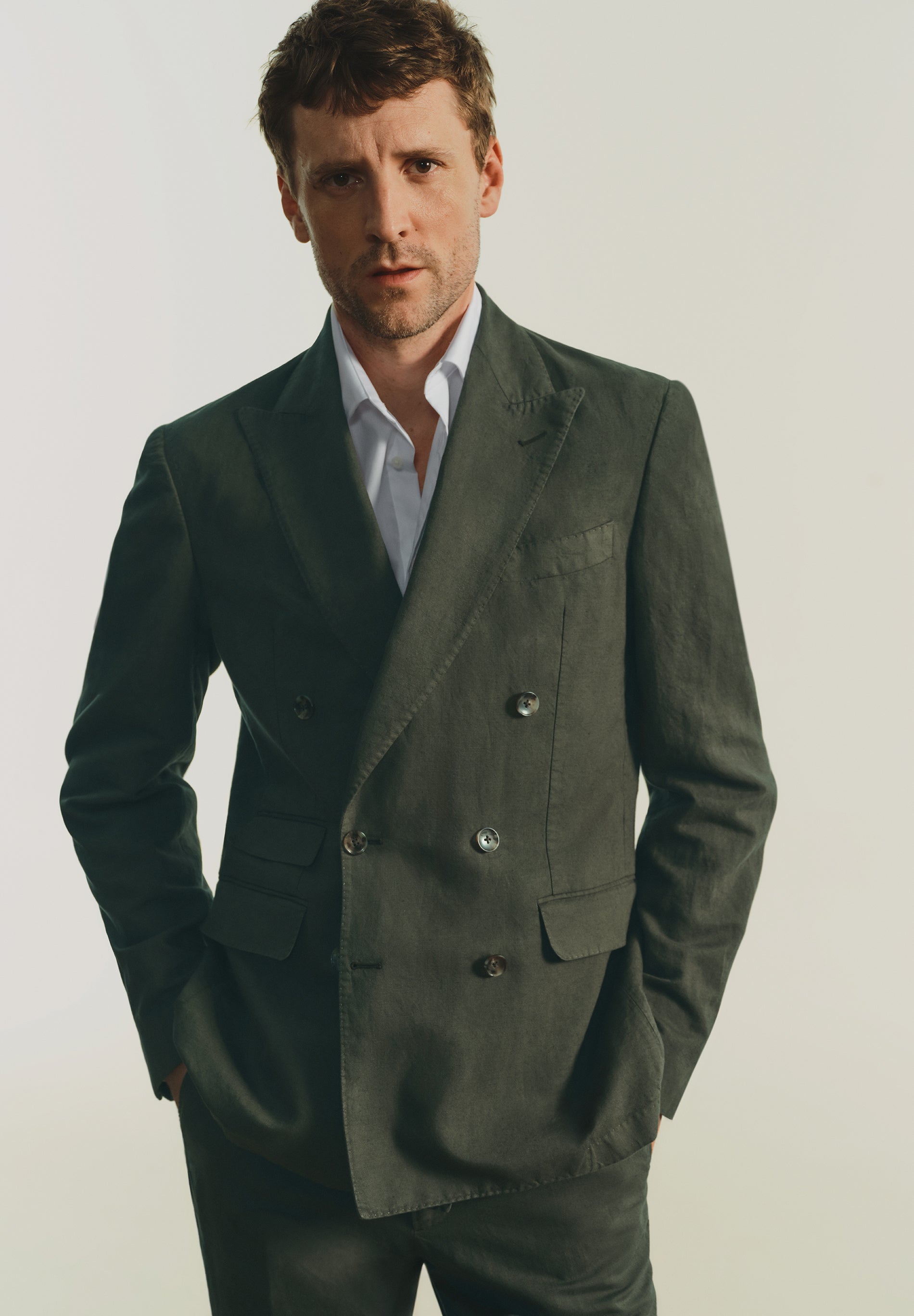 AMERICANA CRUZADA TRAJE LINO