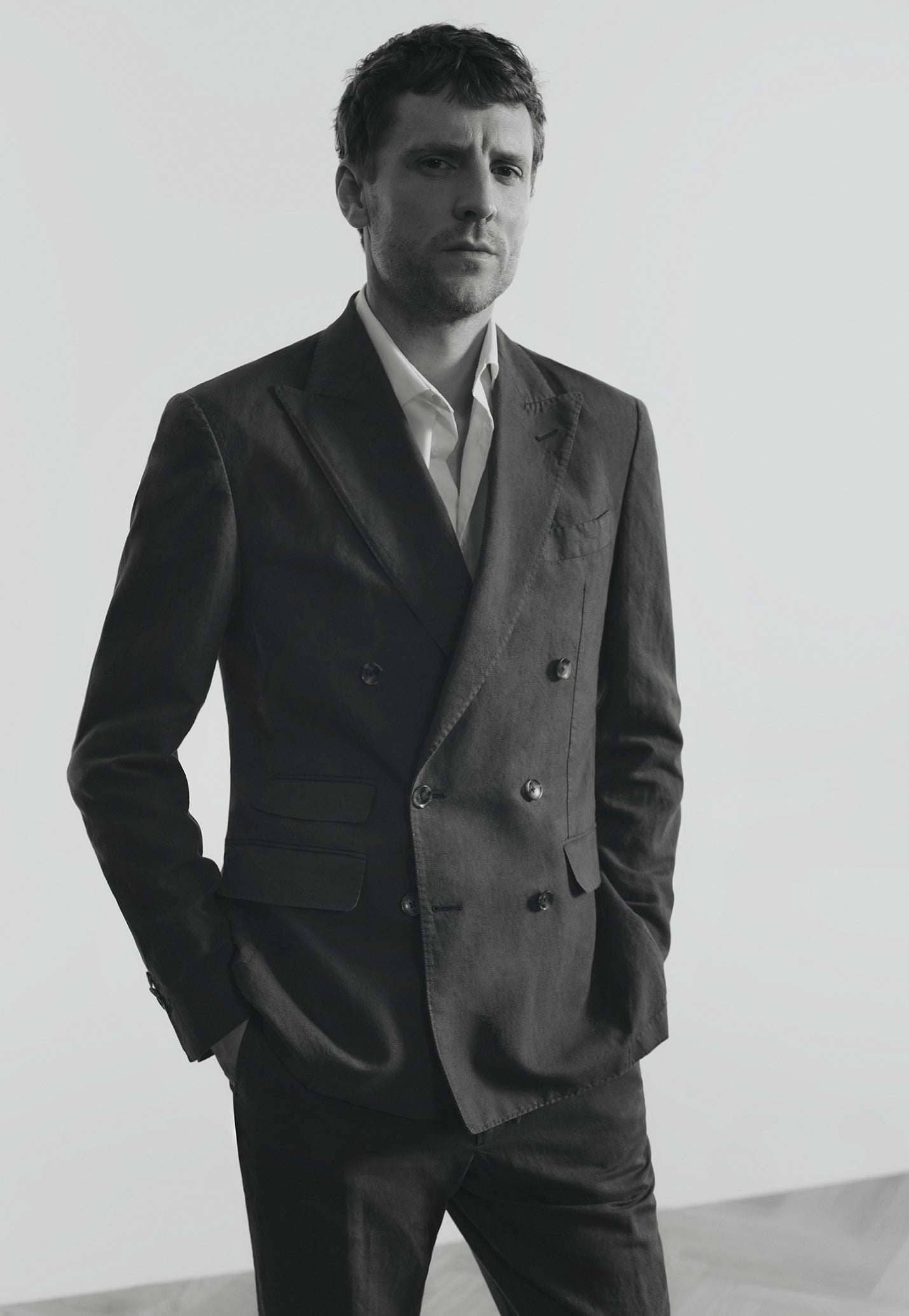 AMERICANA CRUZADA TRAJE LINO