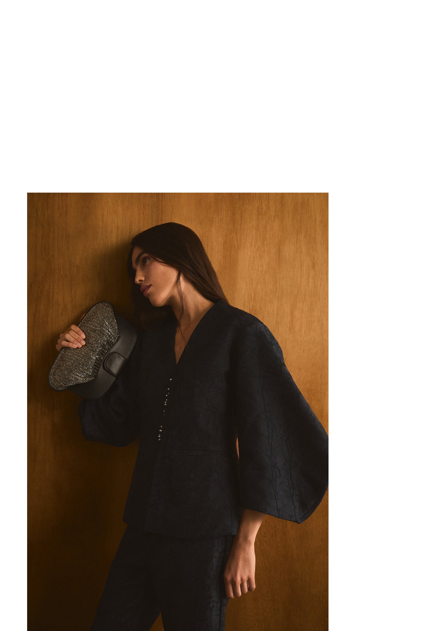 BLAZER JACQUARD MANGAS CON VOLUMEN