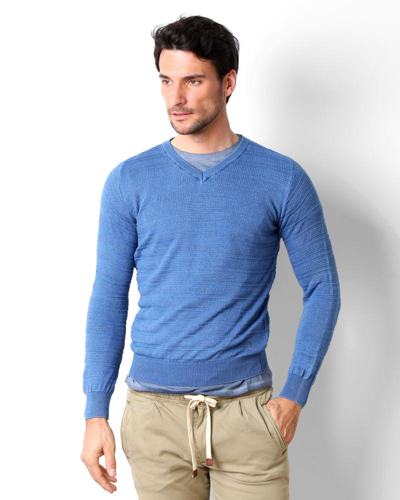 WAVE V-NECK BLUE