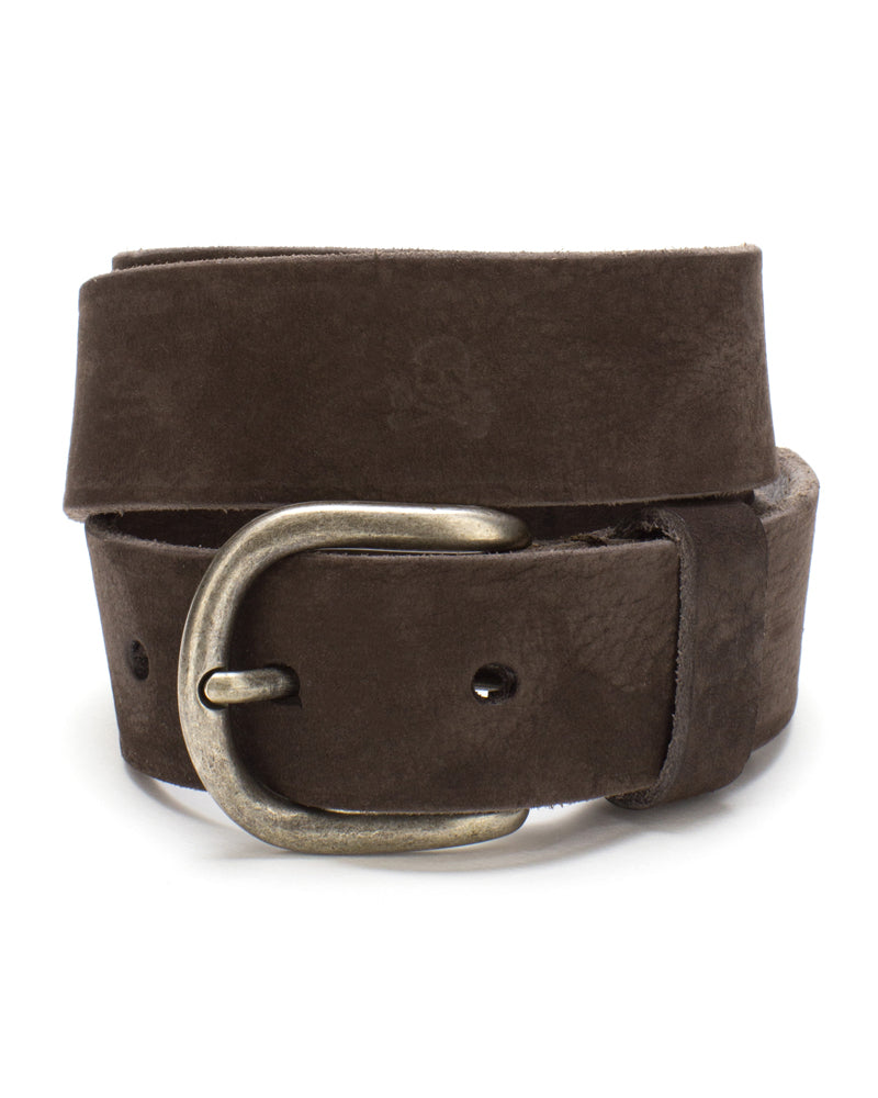 SKULL LEATHER BELT KIDS BROWN