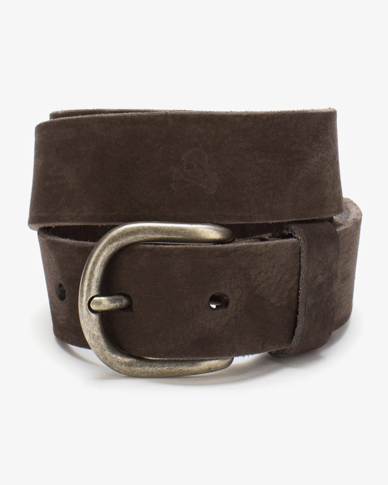 SKULL LEATHER BELT KIDS BROWN