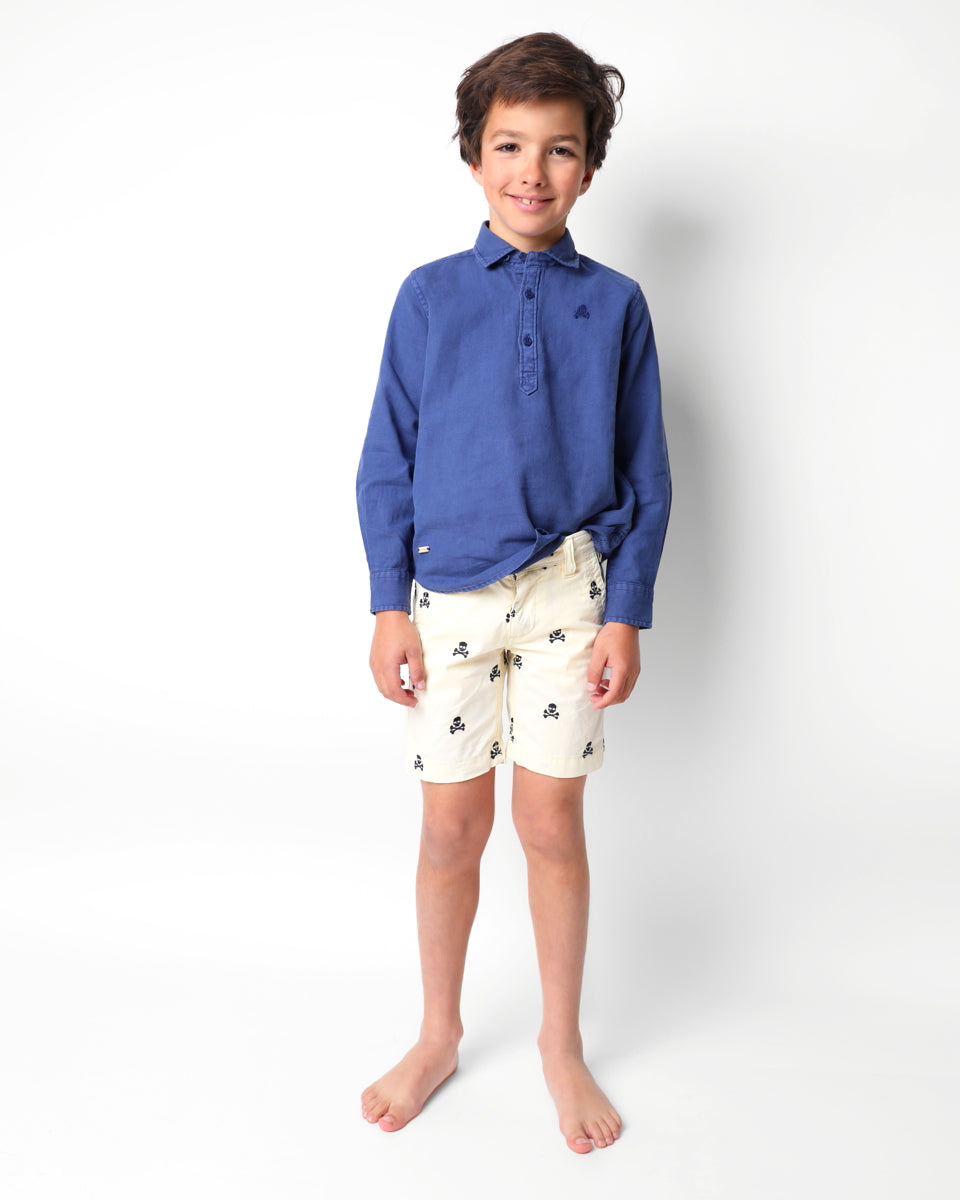 SKULL SHORT KIDS BEIGE