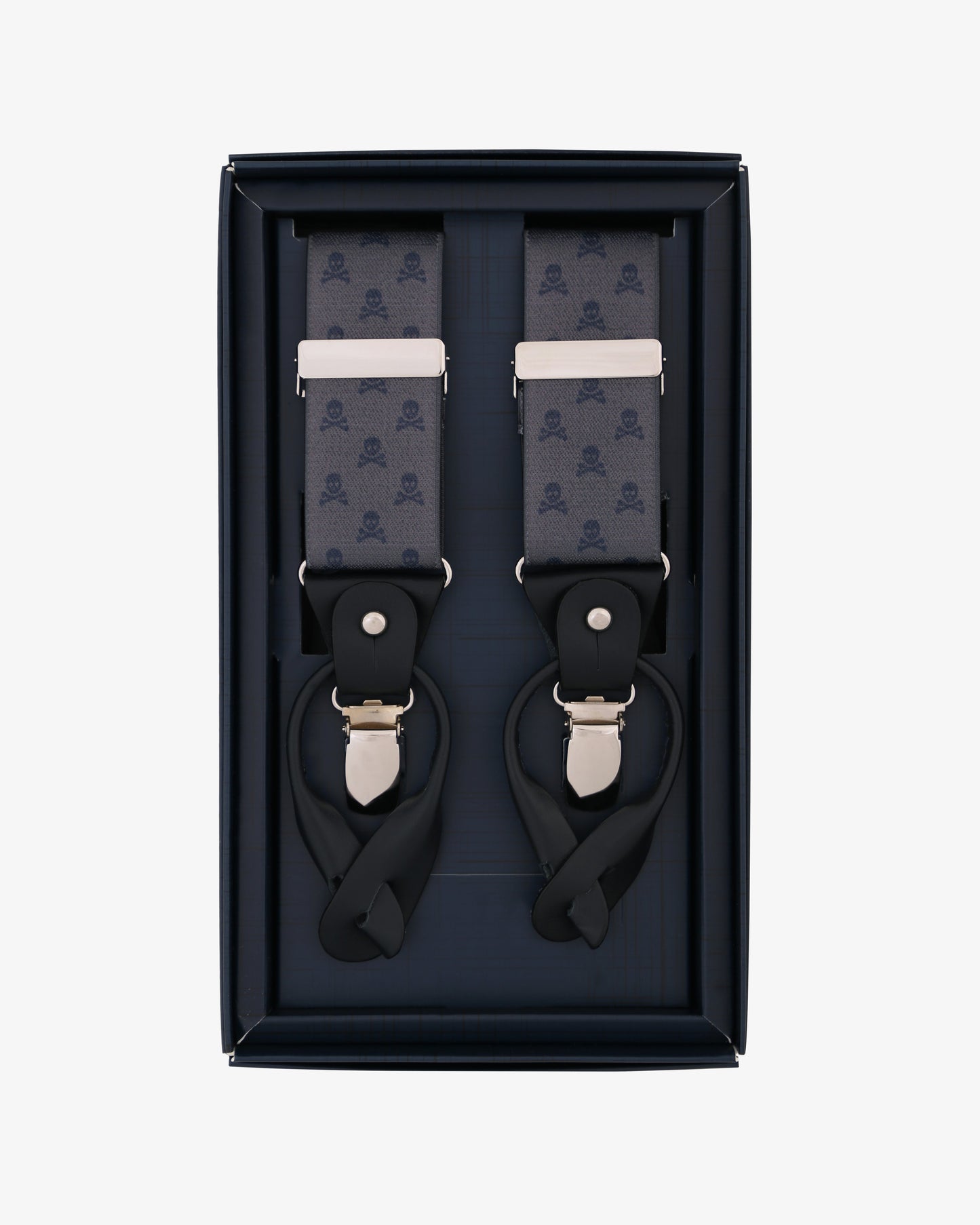 SKULL SUSPENDERS GREY