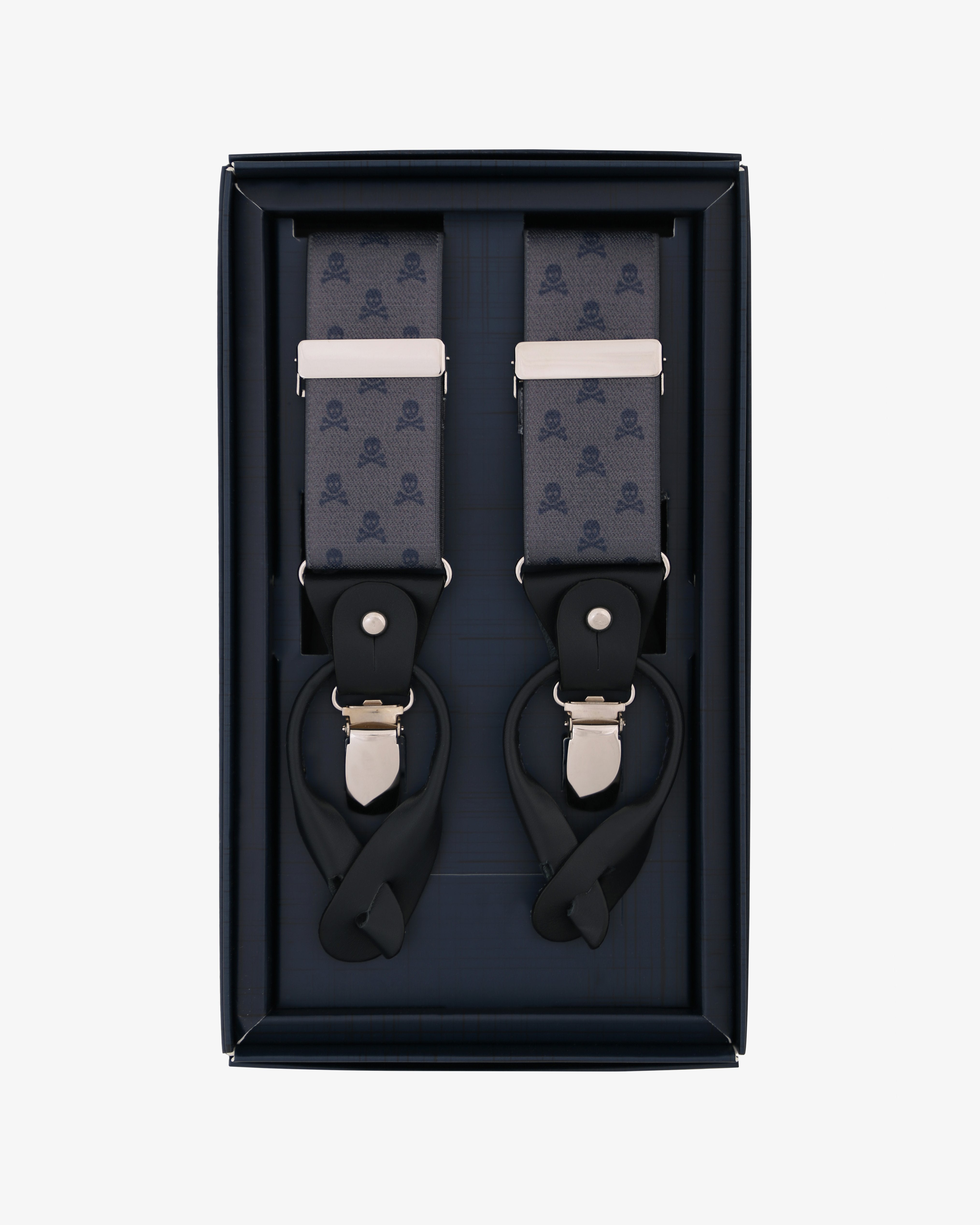 SKULL SUSPENDERS GREY