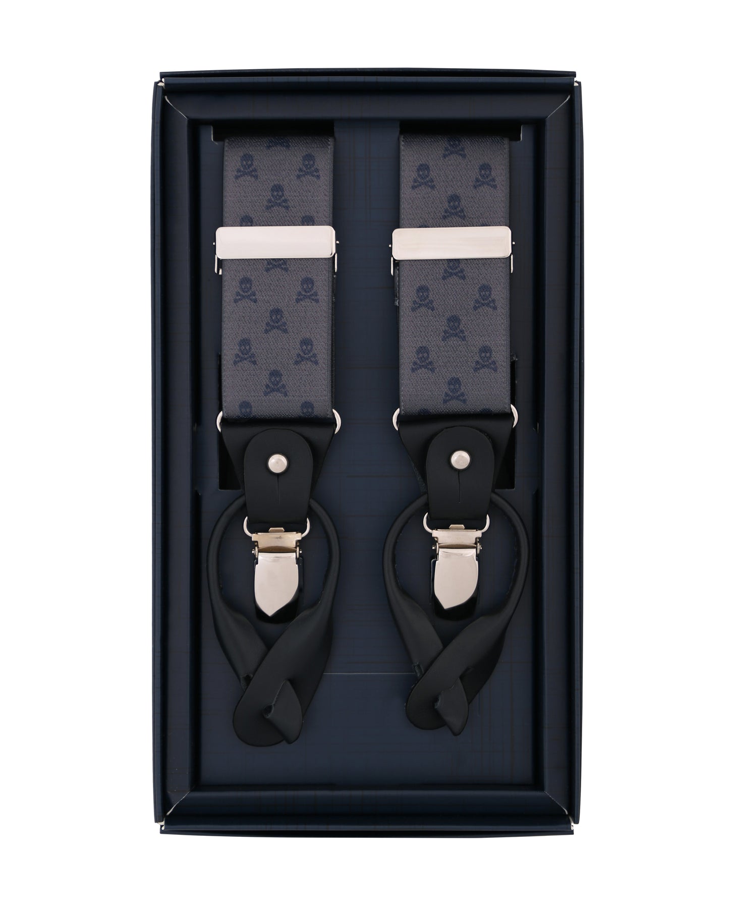 SKULL SUSPENDERS GREY