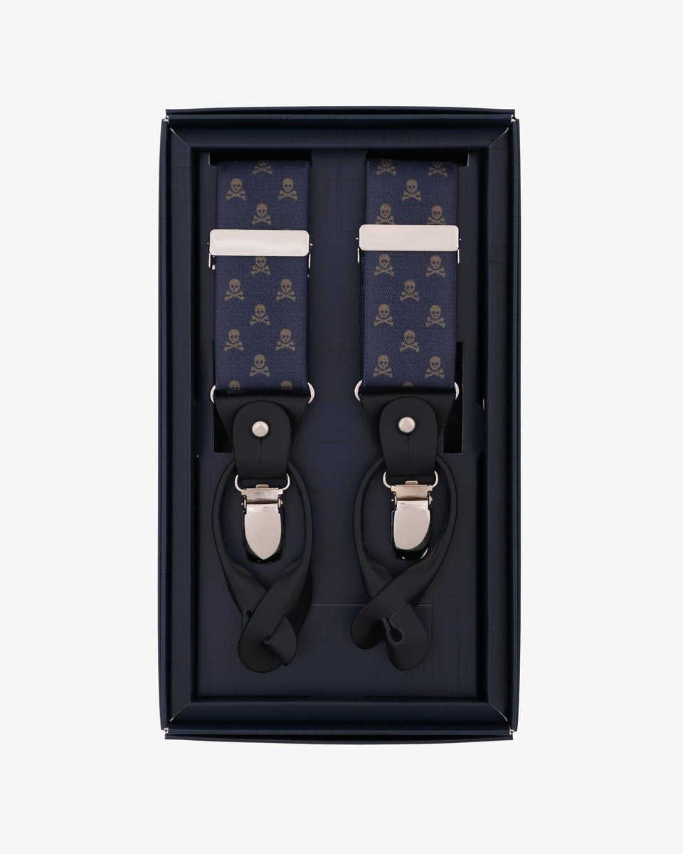 SKULL SUSPENDERS BROWN