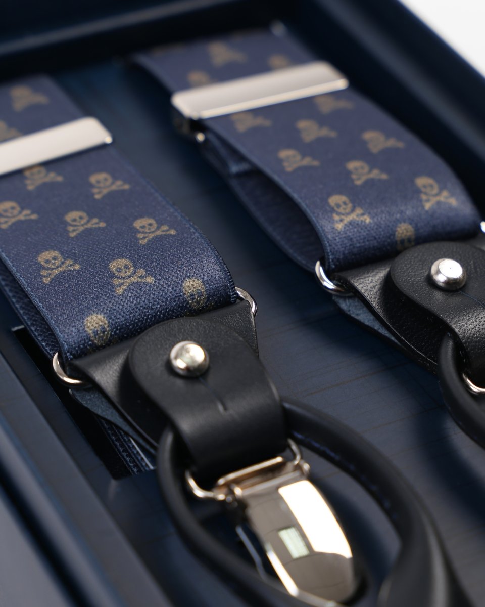 SKULL SUSPENDERS BROWN