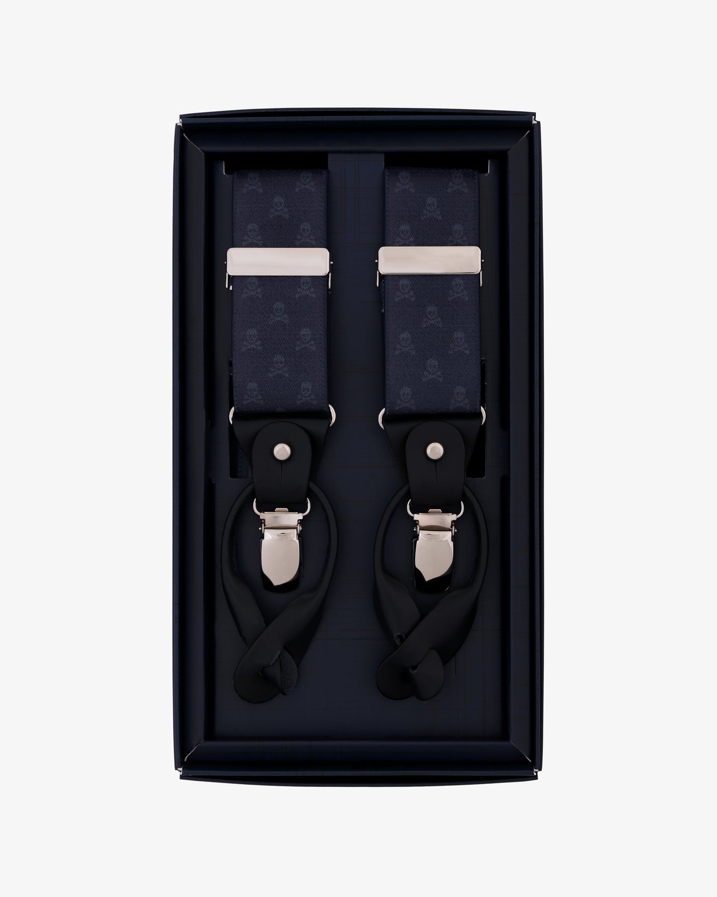 SKULL SUSPENDERS NAVY