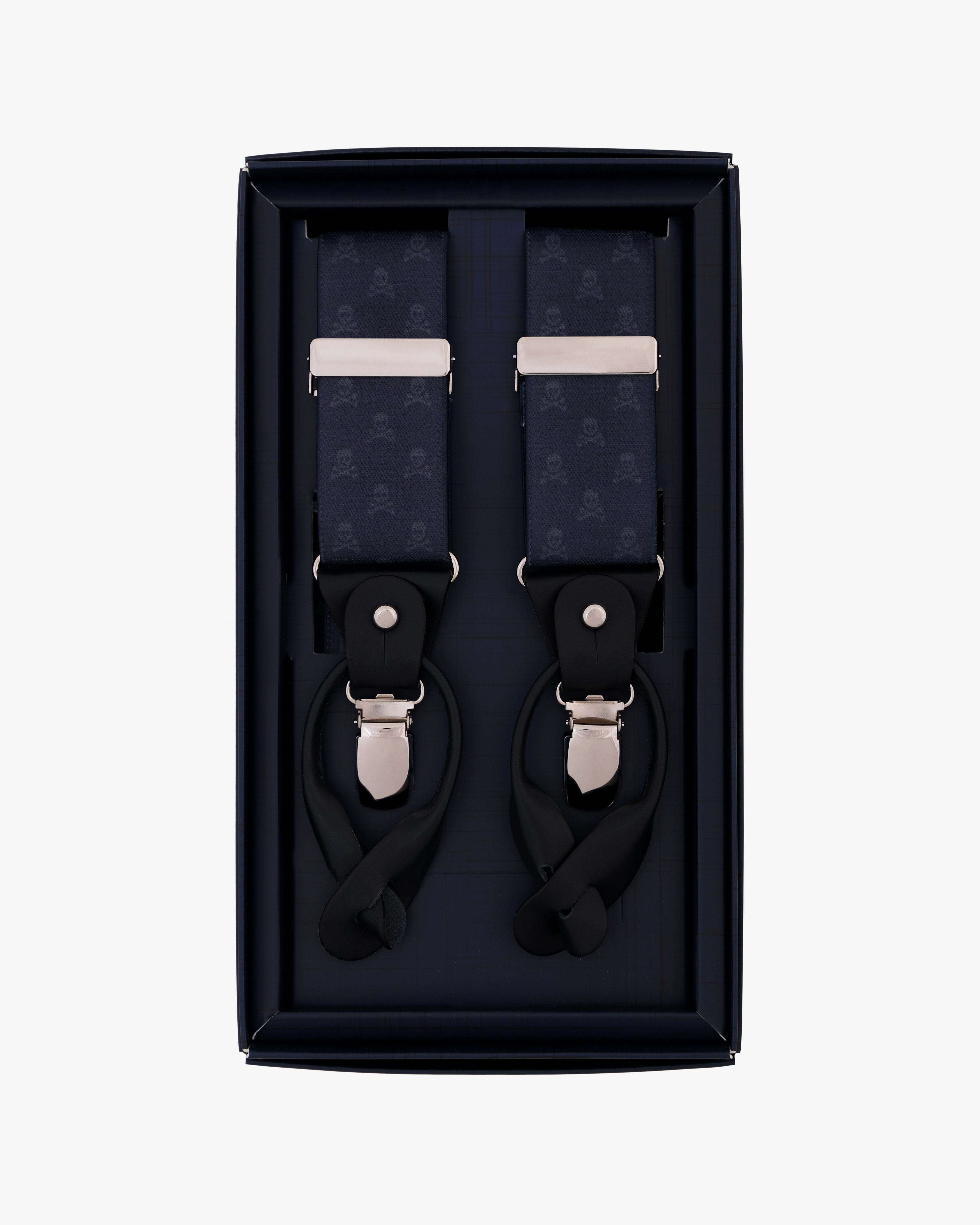 SKULL SUSPENDERS NAVY