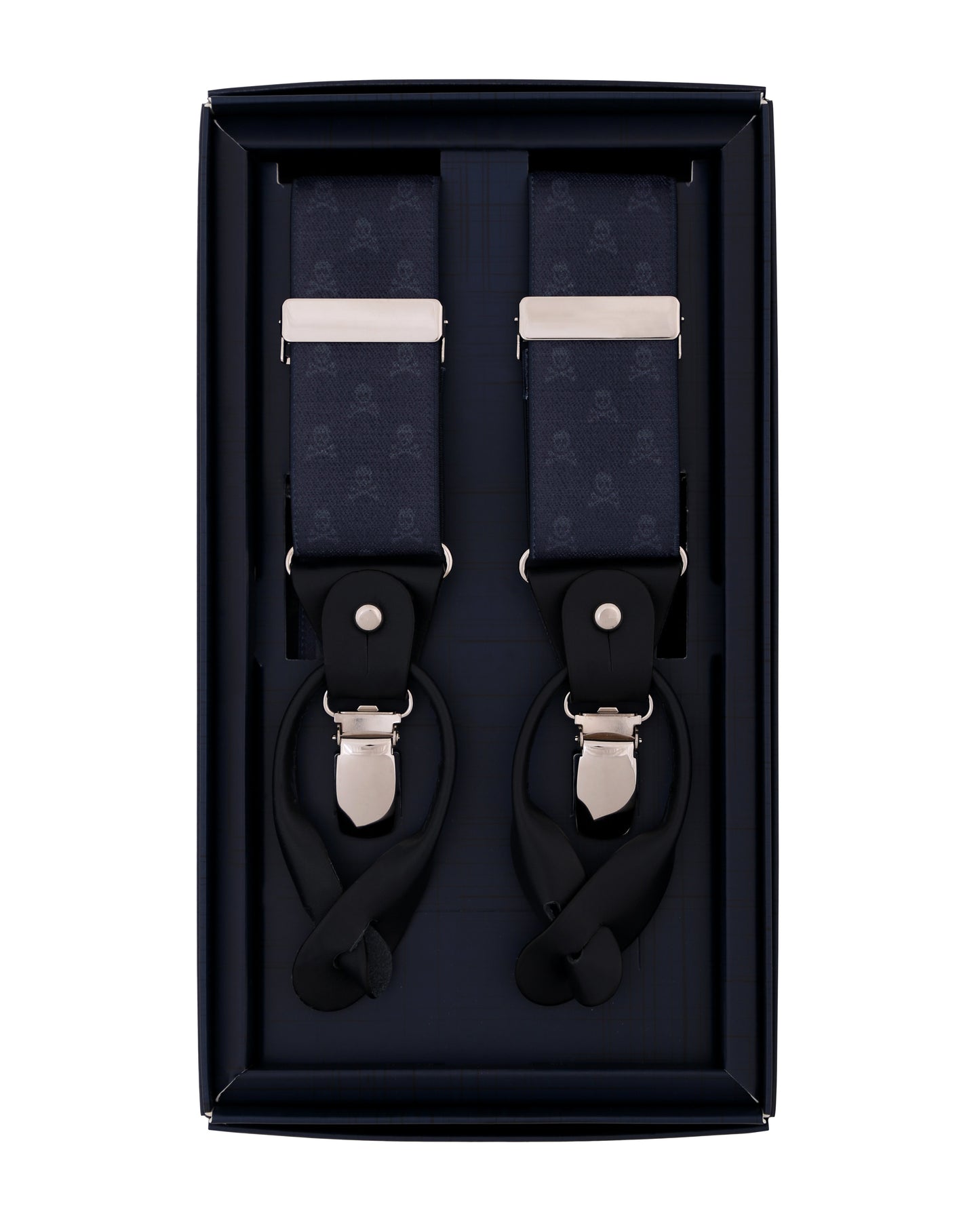 SKULL SUSPENDERS NAVY