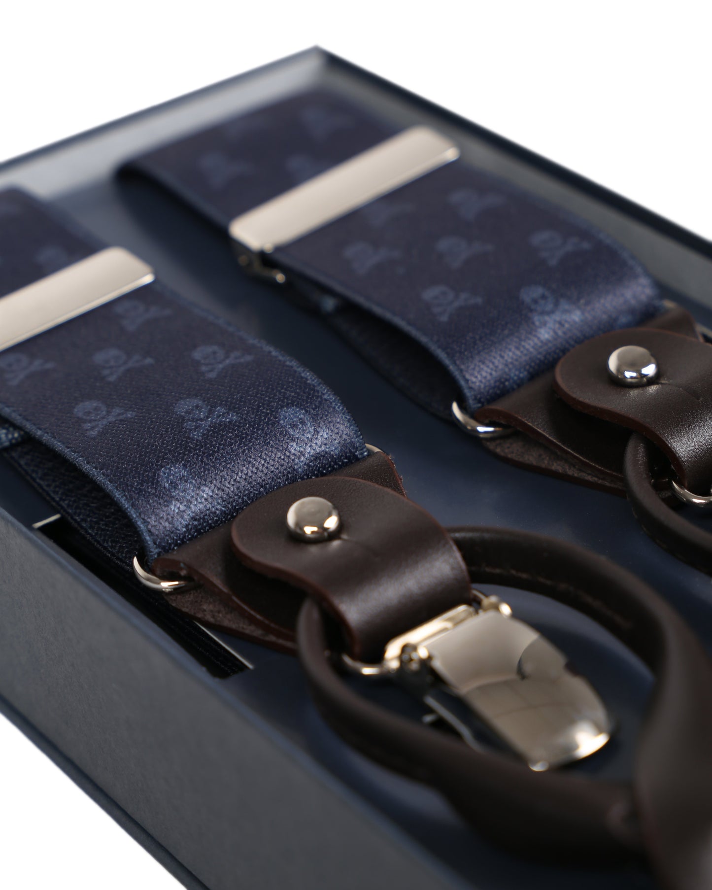 SKULL SUSPENDERS NAVY