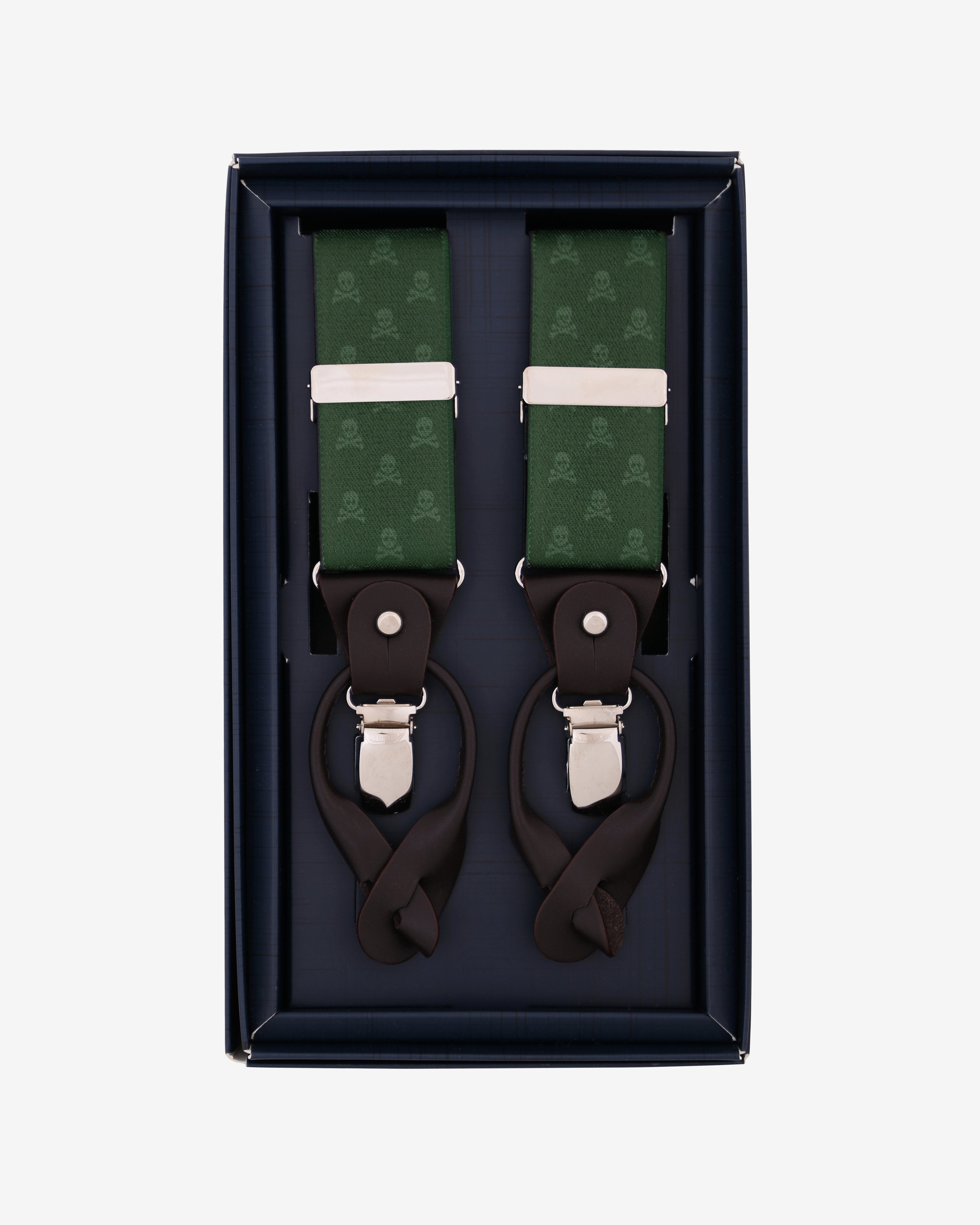 SKULL SUSPENDERS GREEN