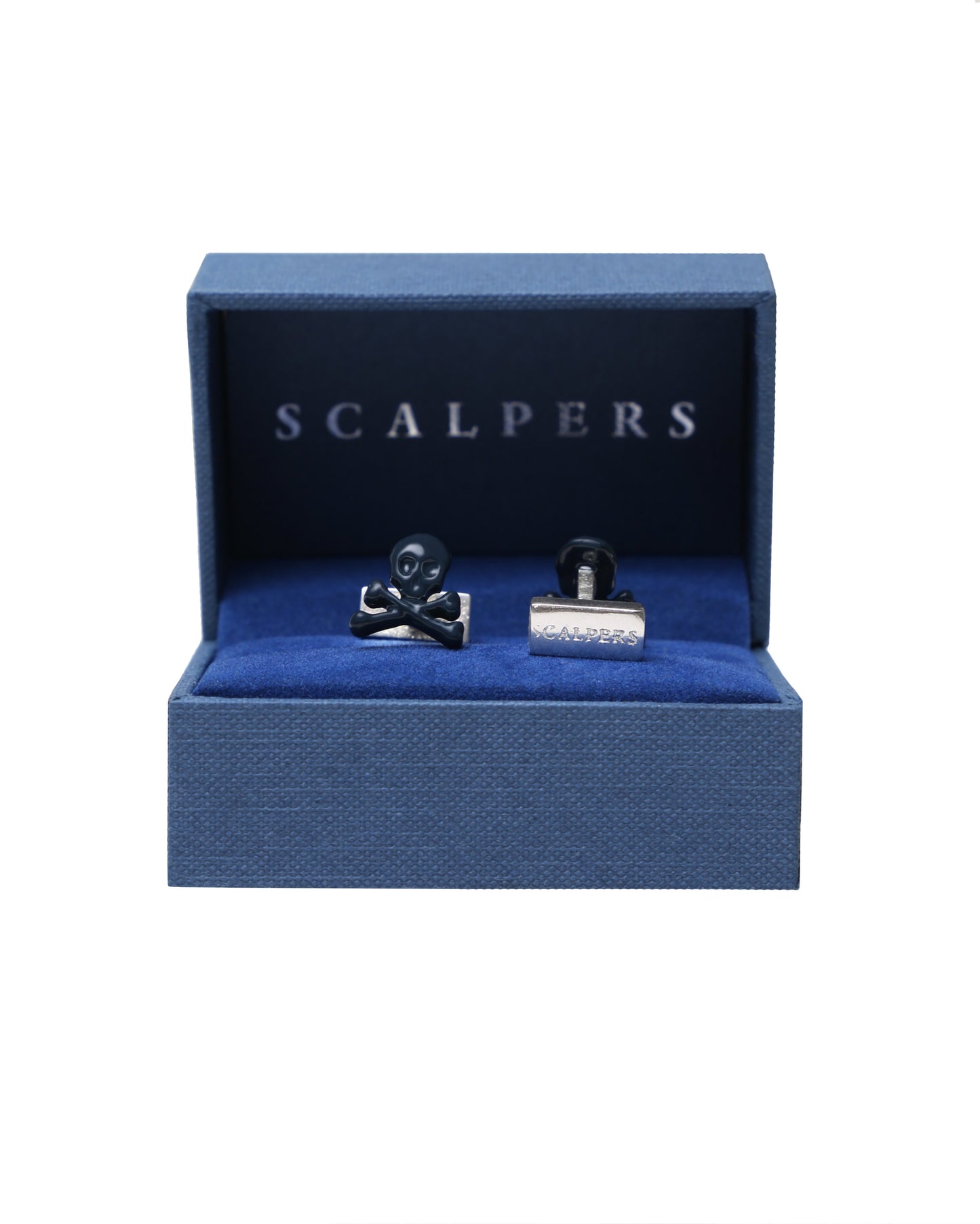 SKULL CUFFLINK ESMALTADO NAVY