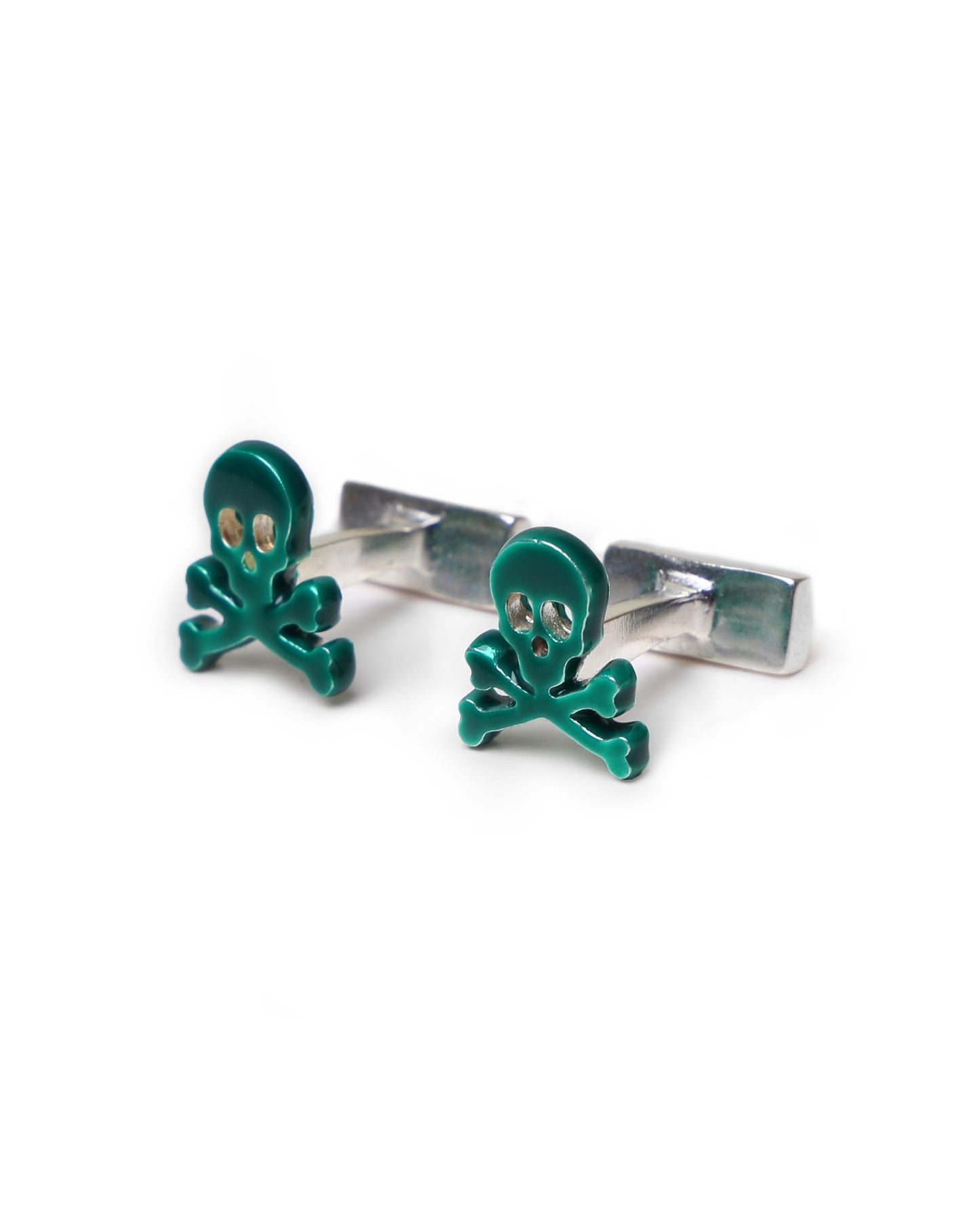 SKULL CUFFLINK ESMALTADO GREEN