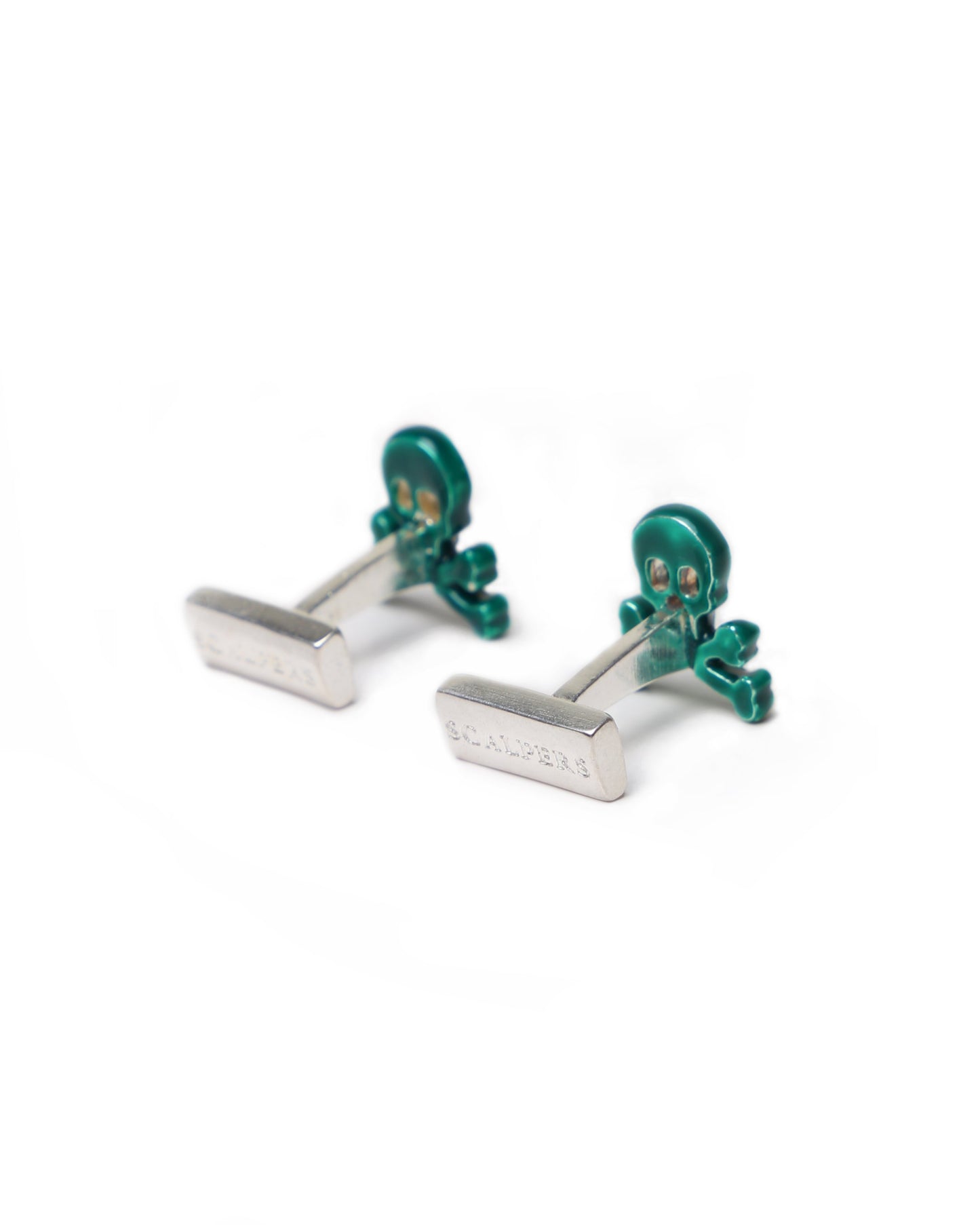 SKULL CUFFLINK ESMALTADO GREEN