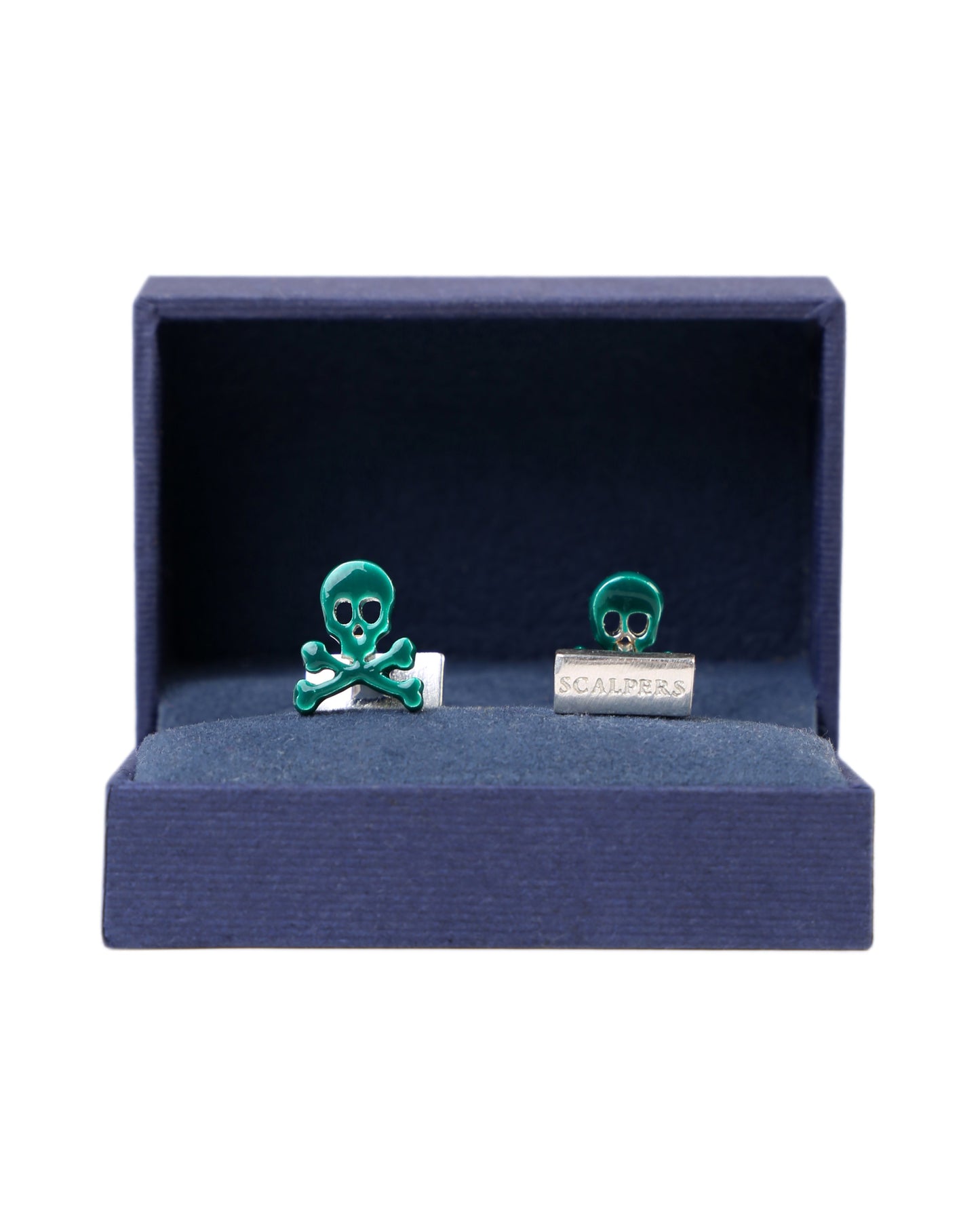 SKULL CUFFLINK ESMALTADO GREEN