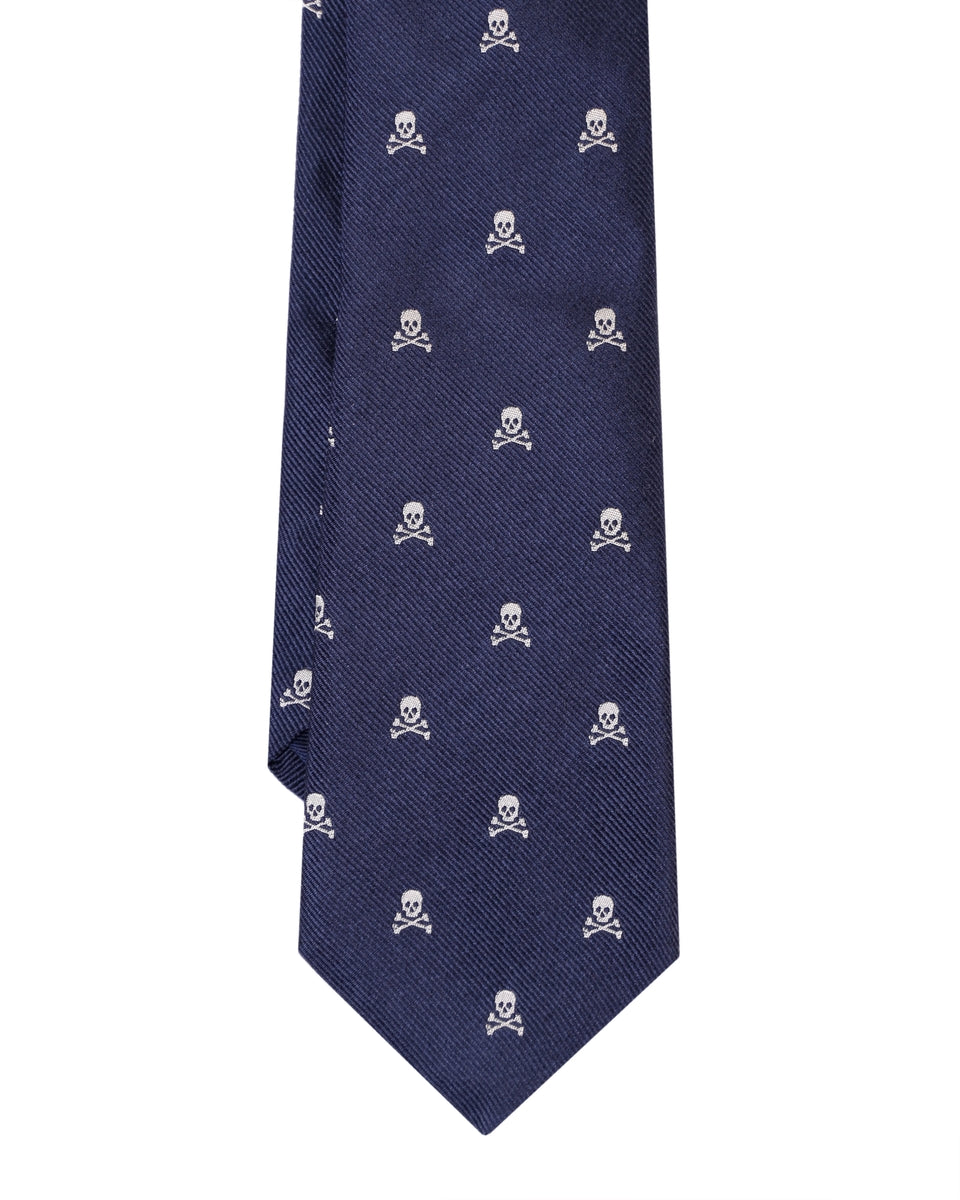 SKULL TIE NAVY/WHITE