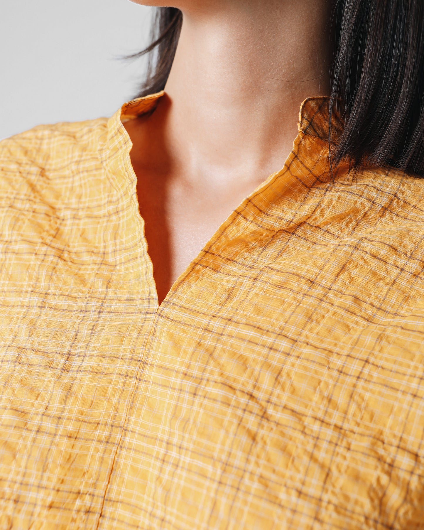 BLUSA CUADROS MOSTAZA