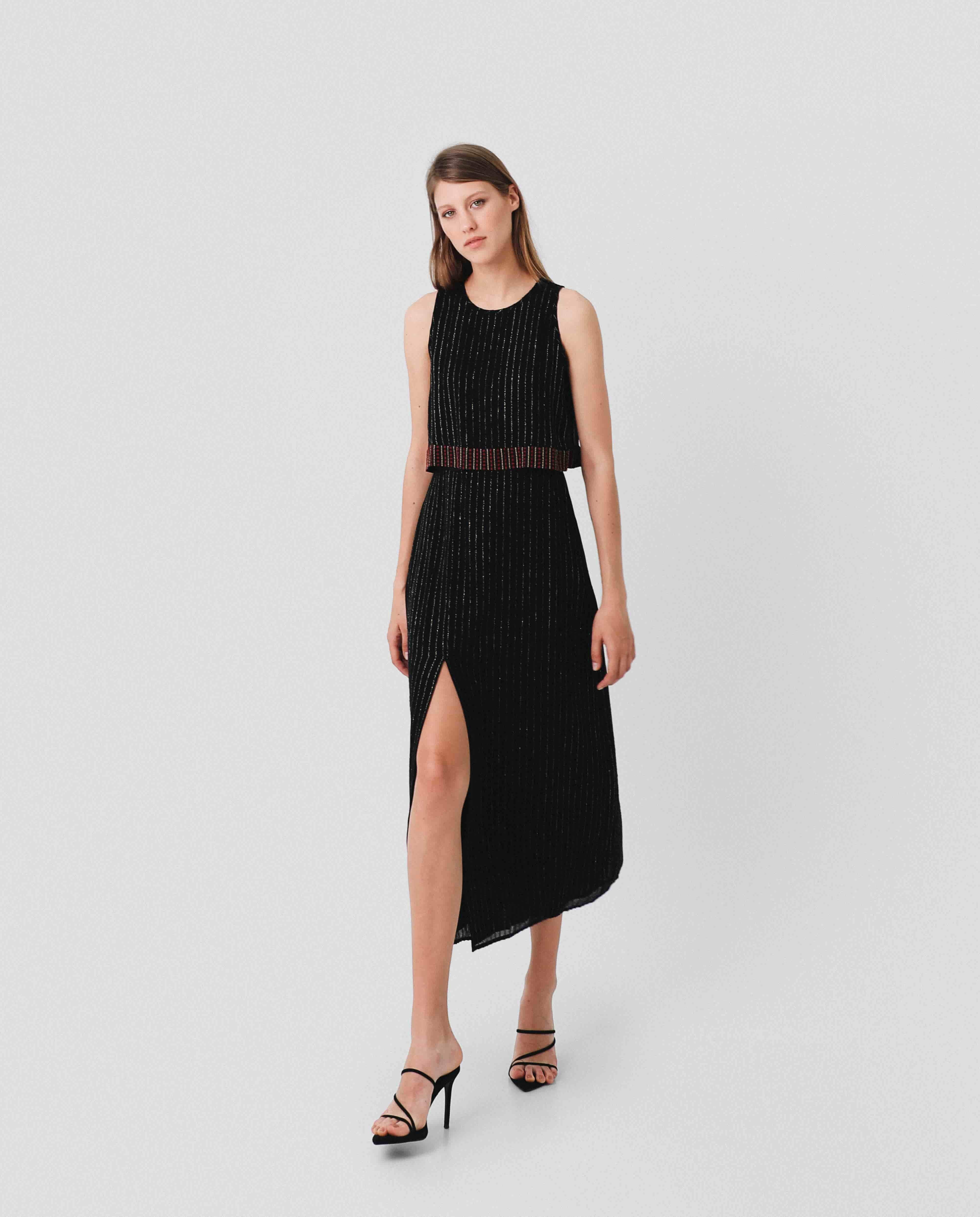 STRIPES LUREX MIDI DRESS
