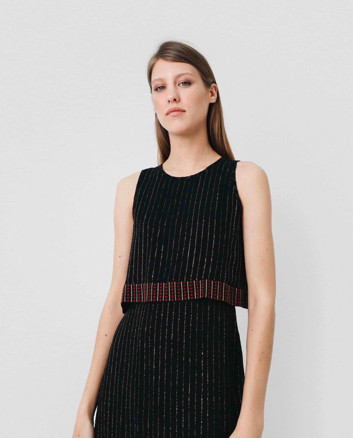 STRIPES LUREX MIDI DRESS