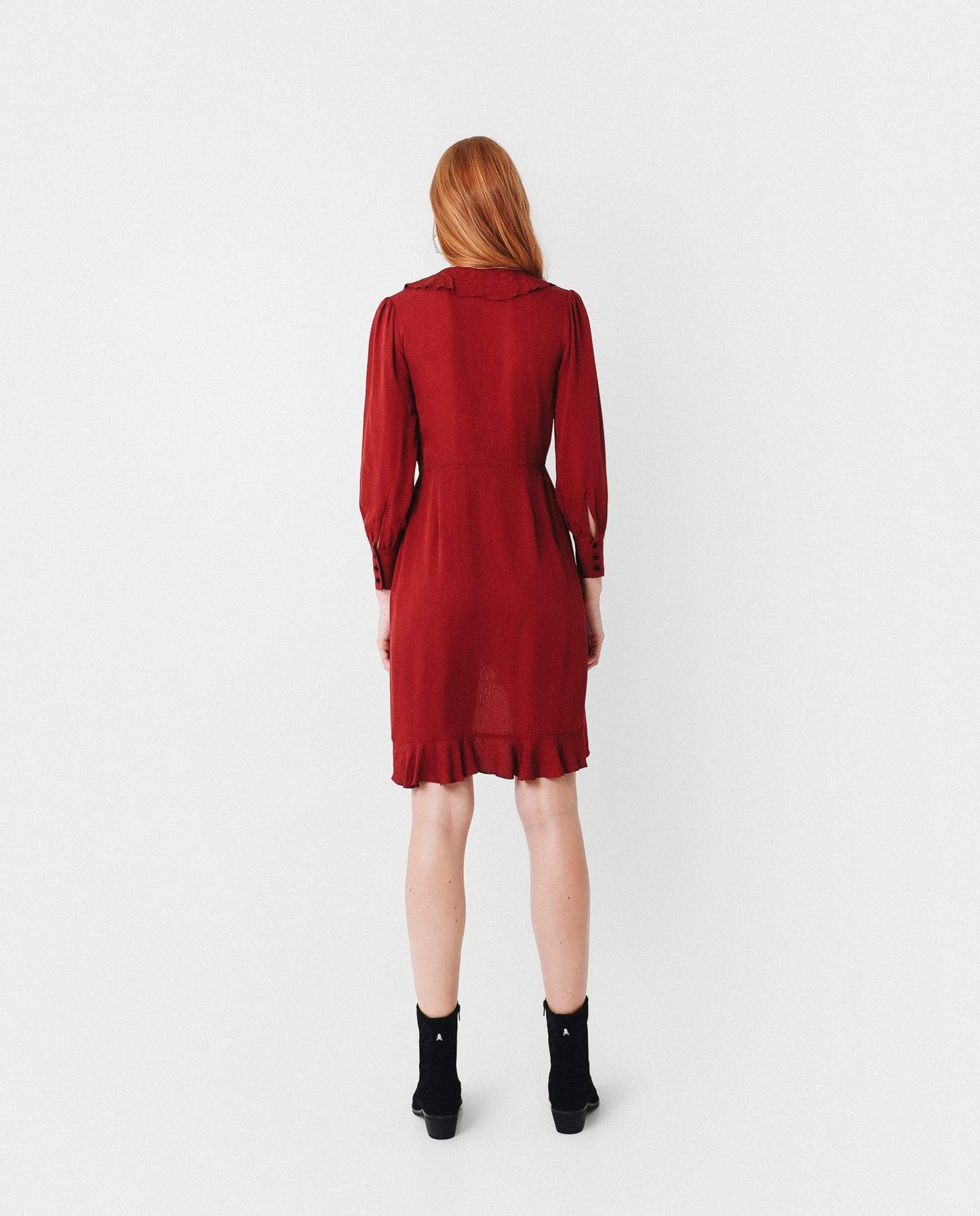 VESTIDO MINI JACQUARD VOLANTES