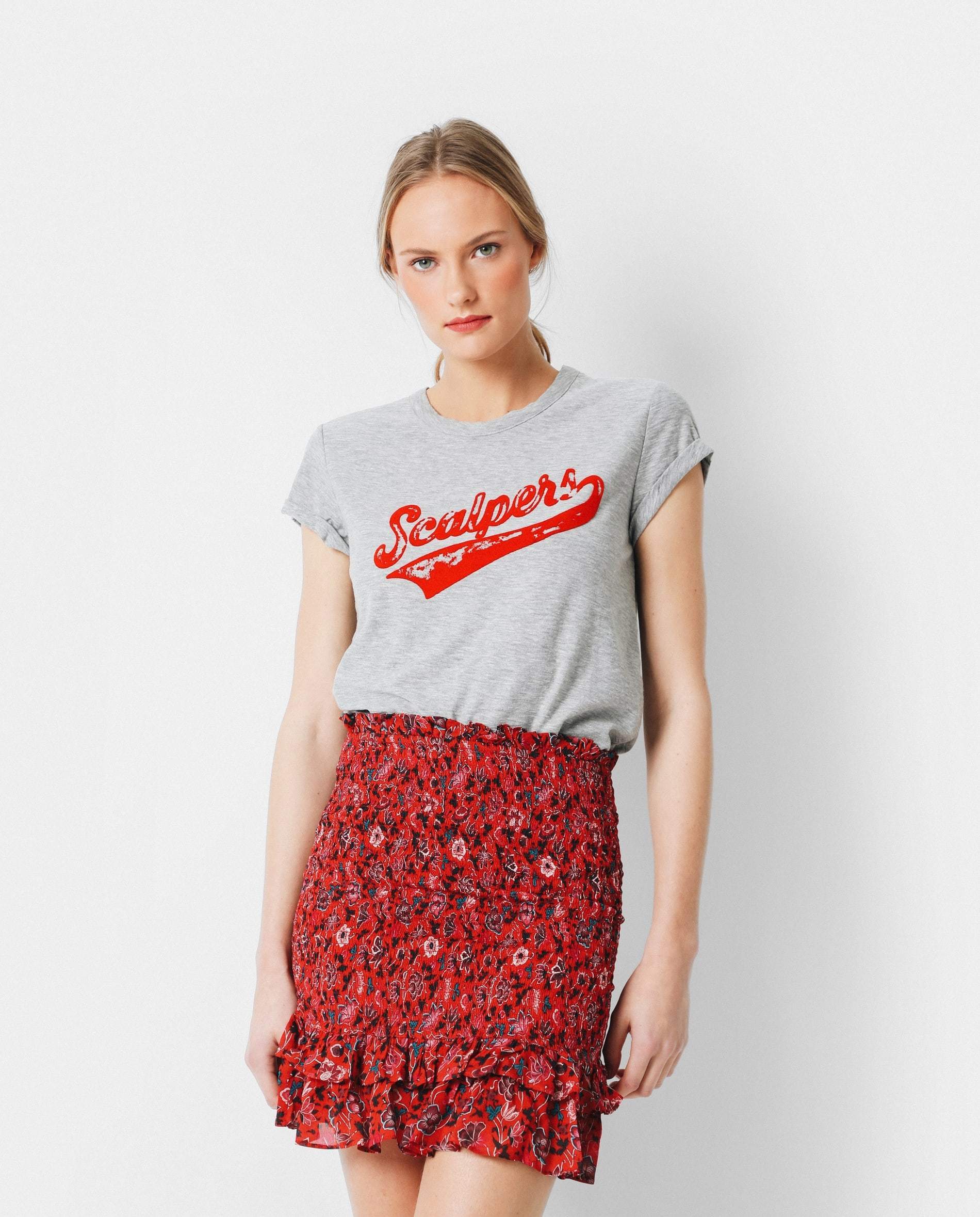 FALDA MINI FRUNCES FLORES