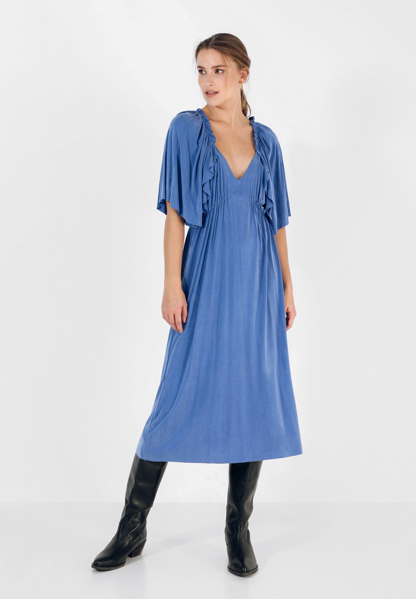 VESTIDO CUPRO VOLANTES