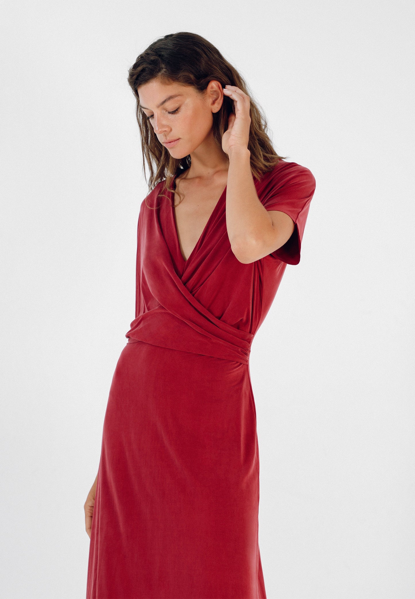 VESTIDO CUPRO CRUZADO