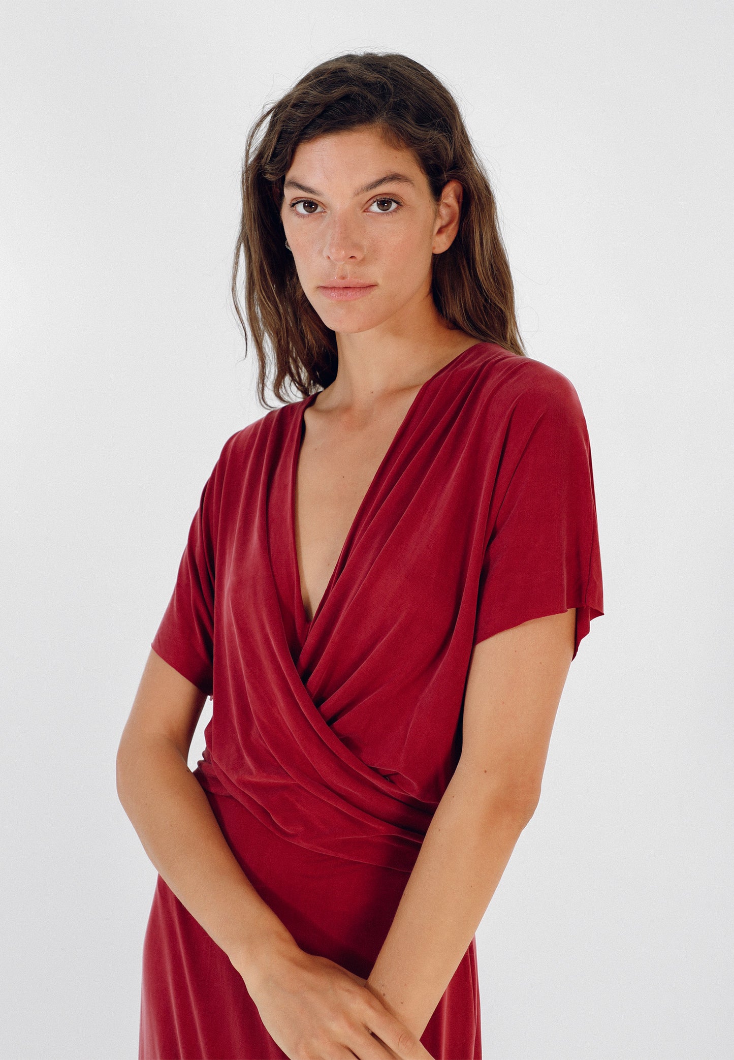 VESTIDO CUPRO CRUZADO