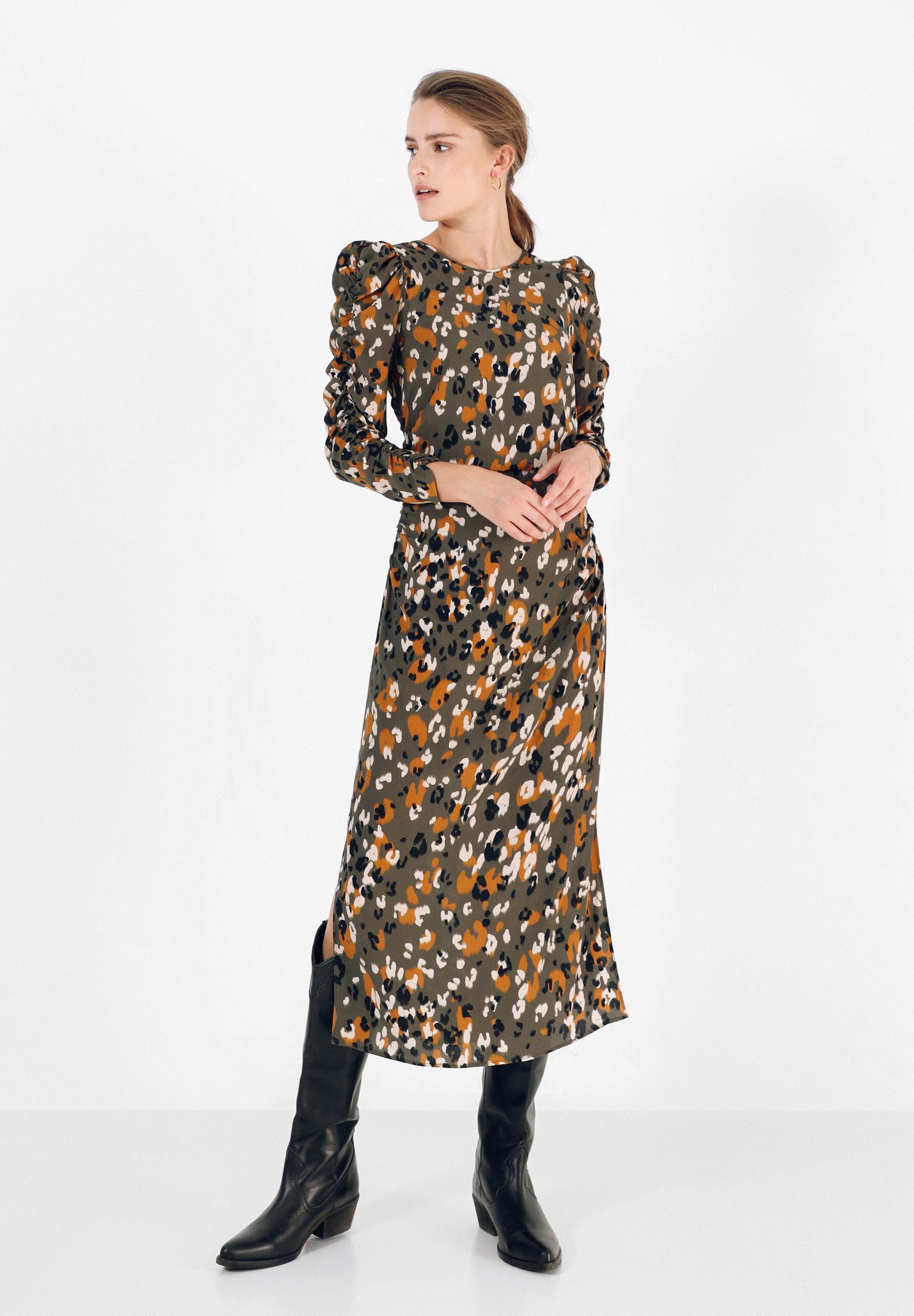 VESTIDO MANGA ABULLONADA