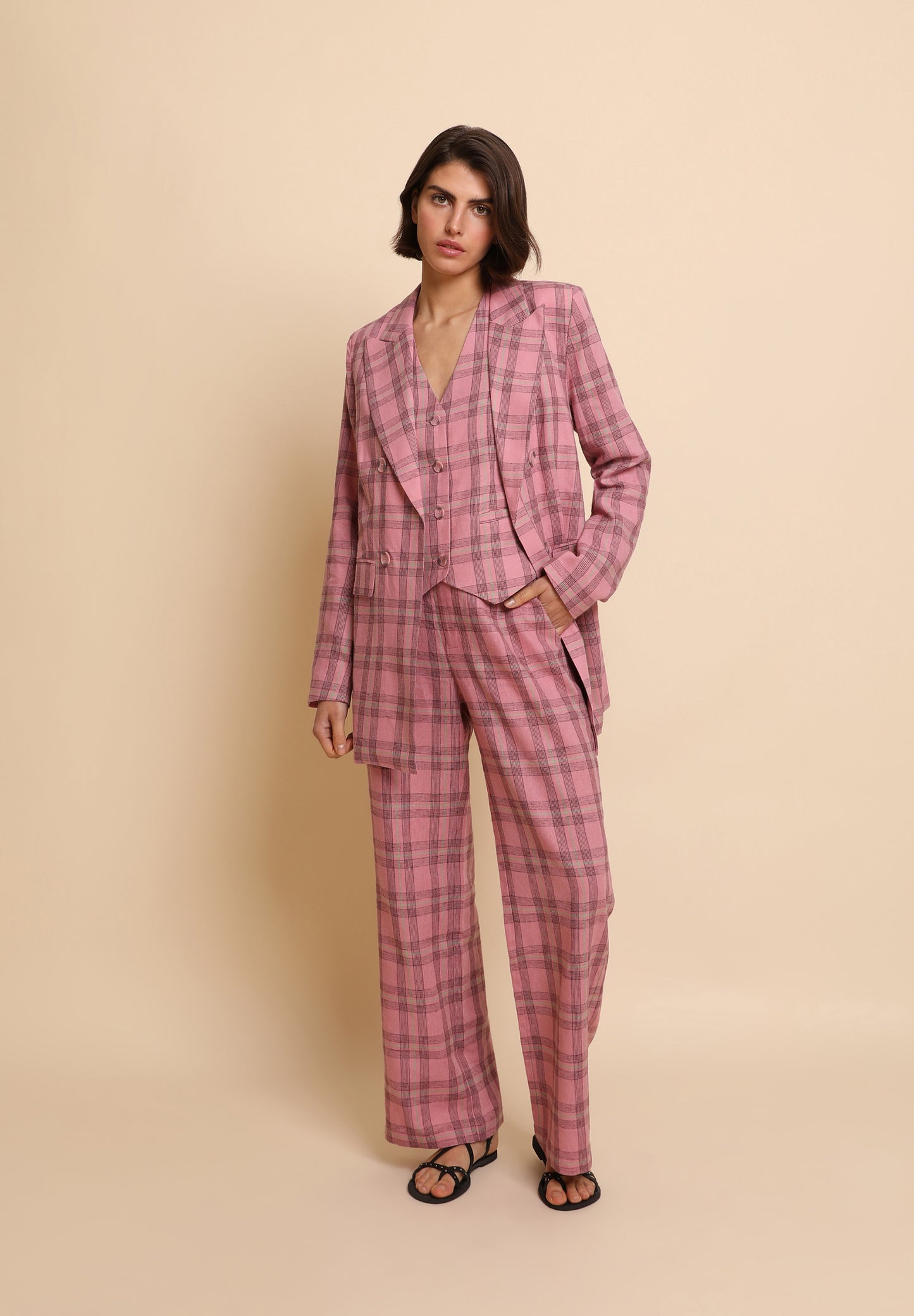 BLAZER LARGA CUADROS