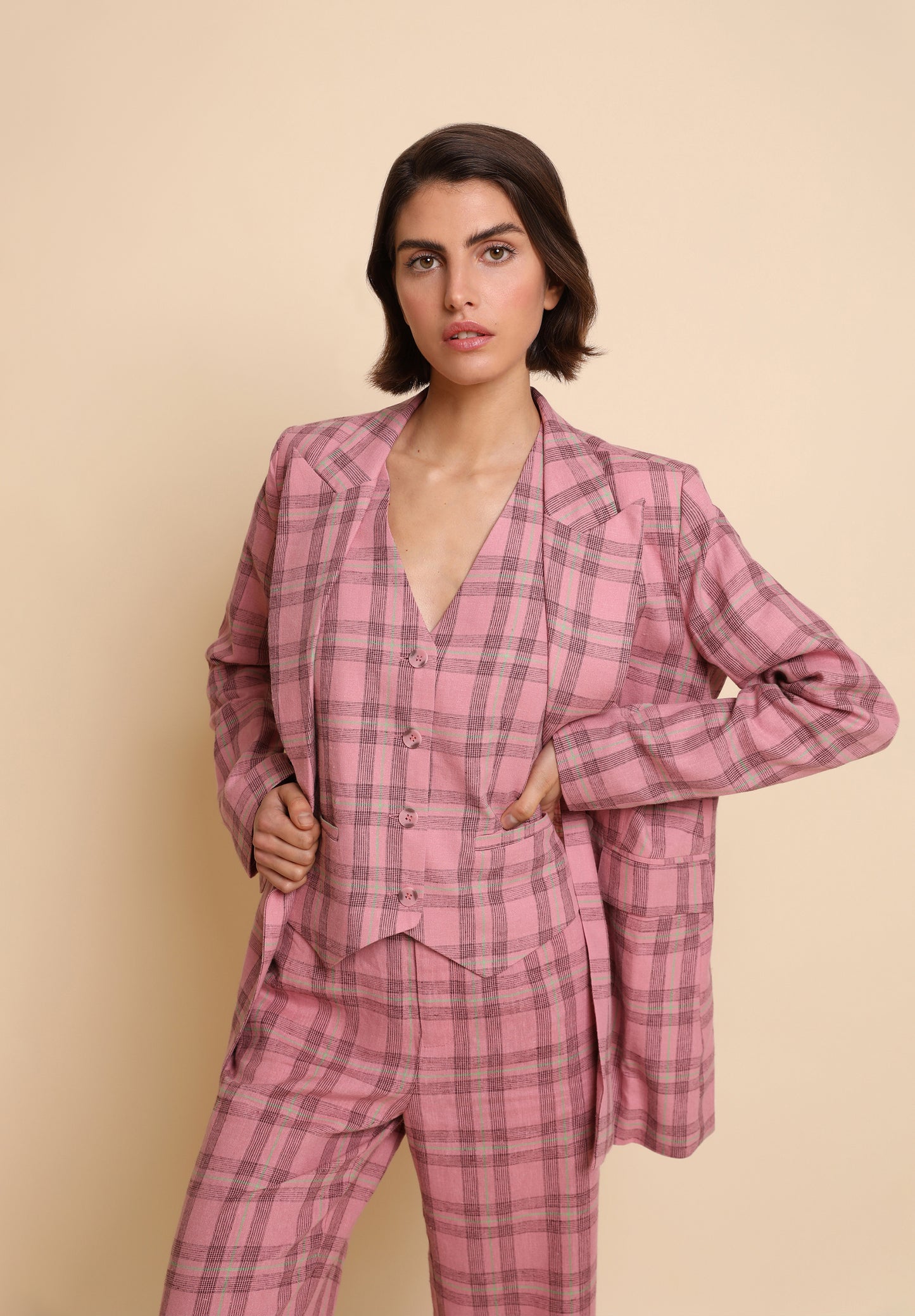 BLAZER LARGA CUADROS