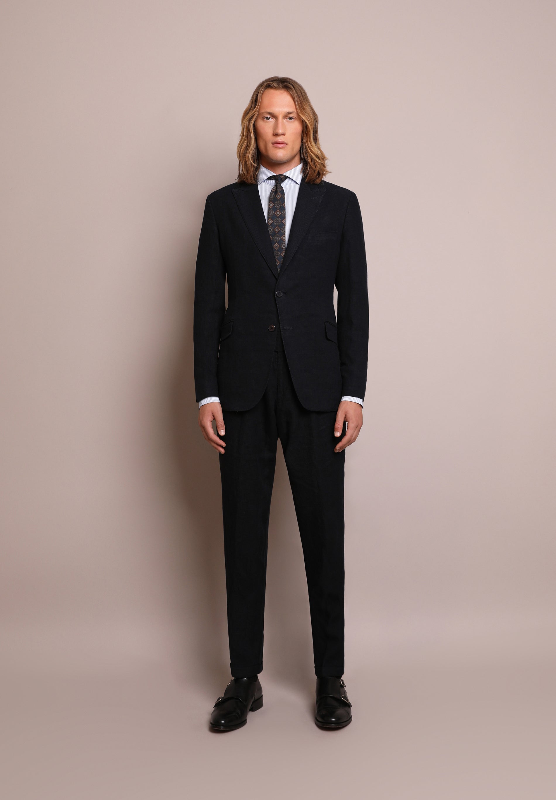 TRAJE CUADROS AZUL MARINO