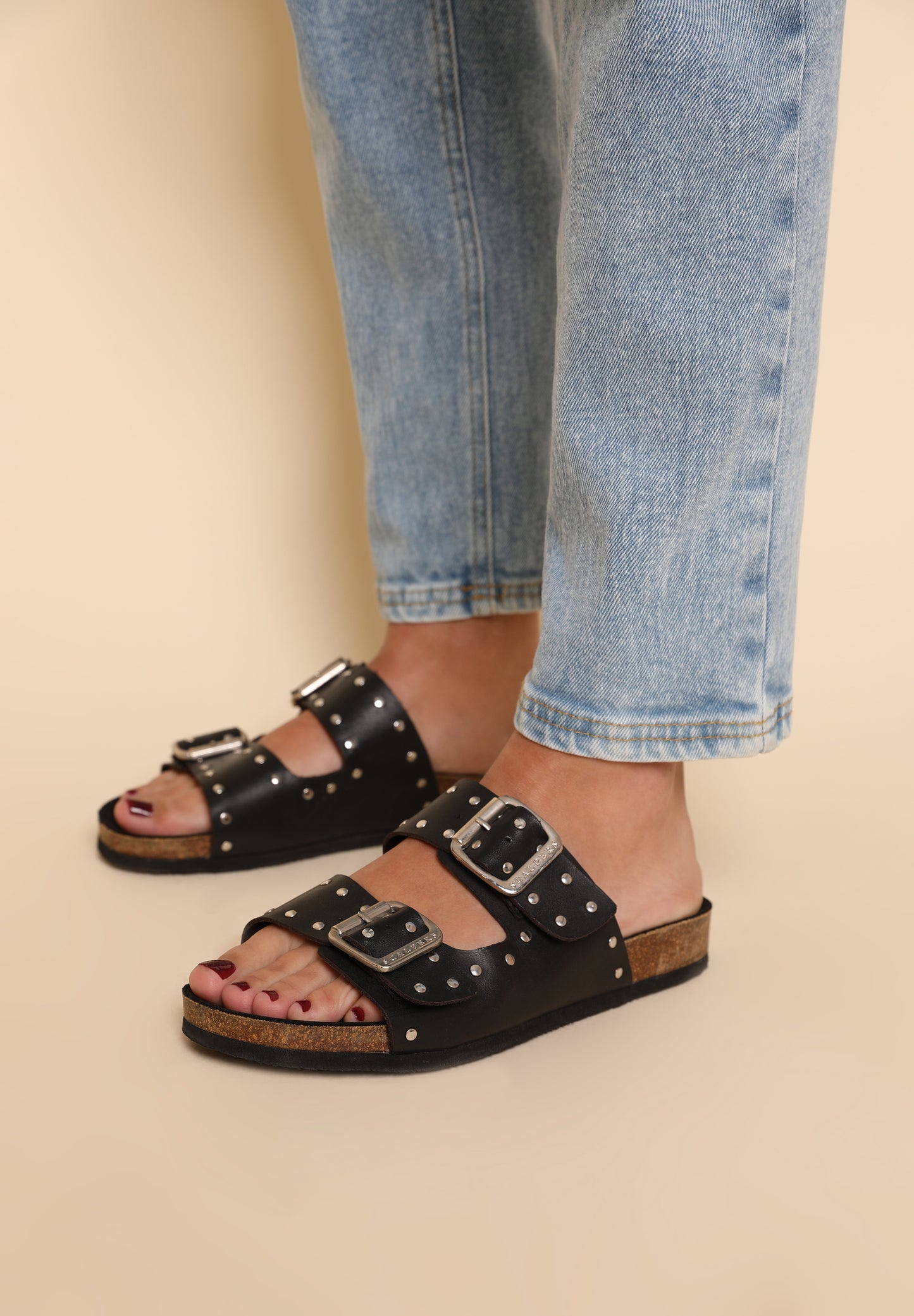 SANDALIAS PIEL DOBLE HEBILLA