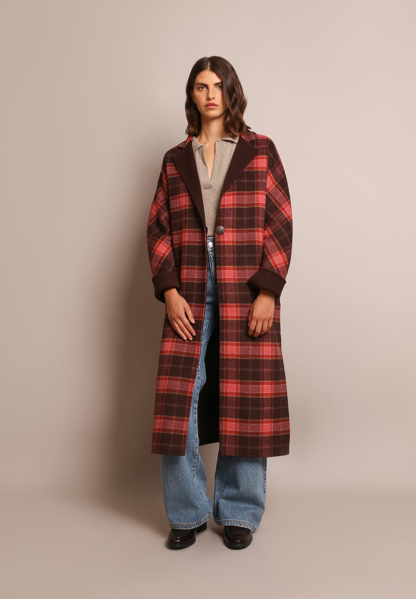 ABRIGO CUADROS LARGO