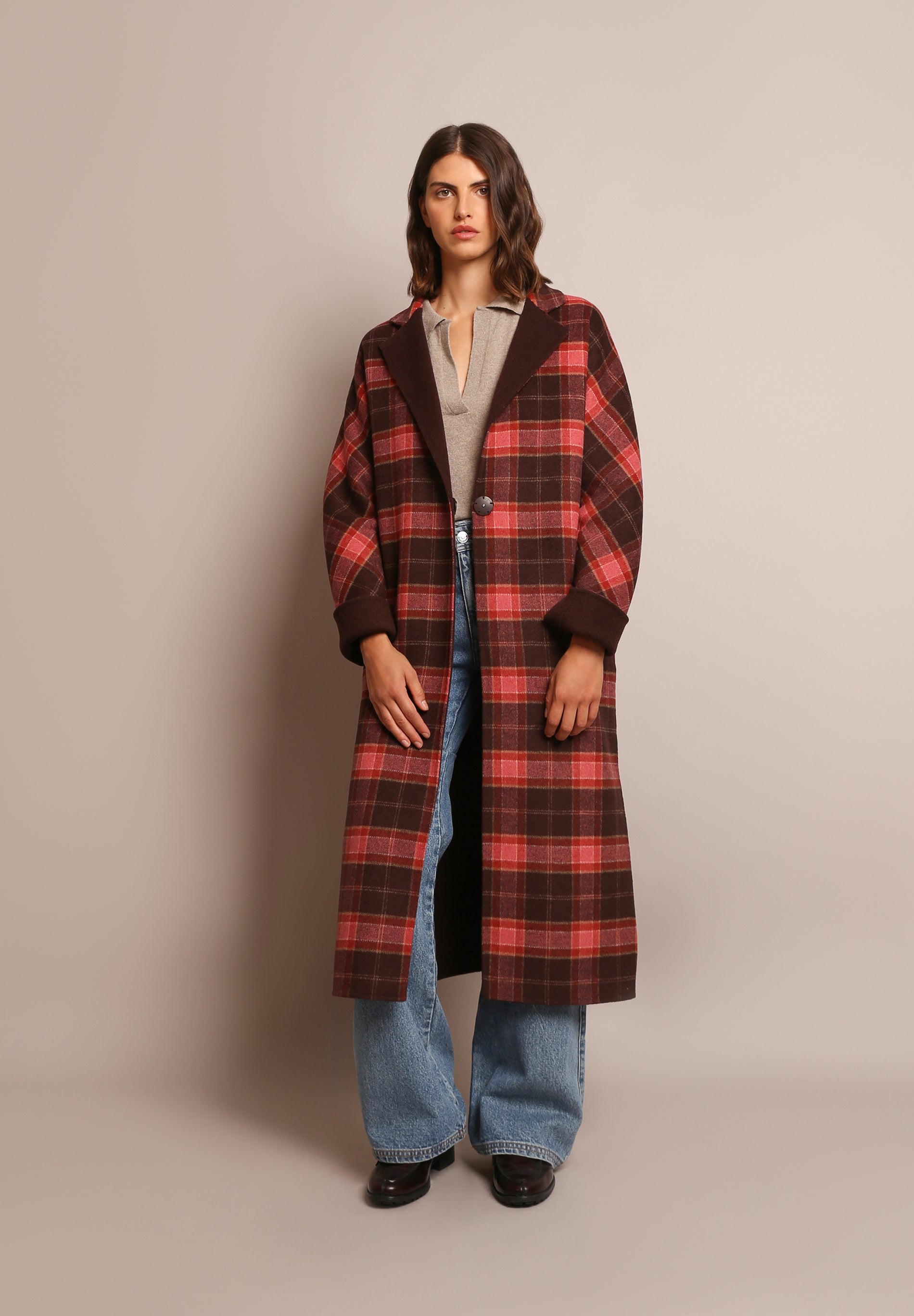 ABRIGO CUADROS LARGO