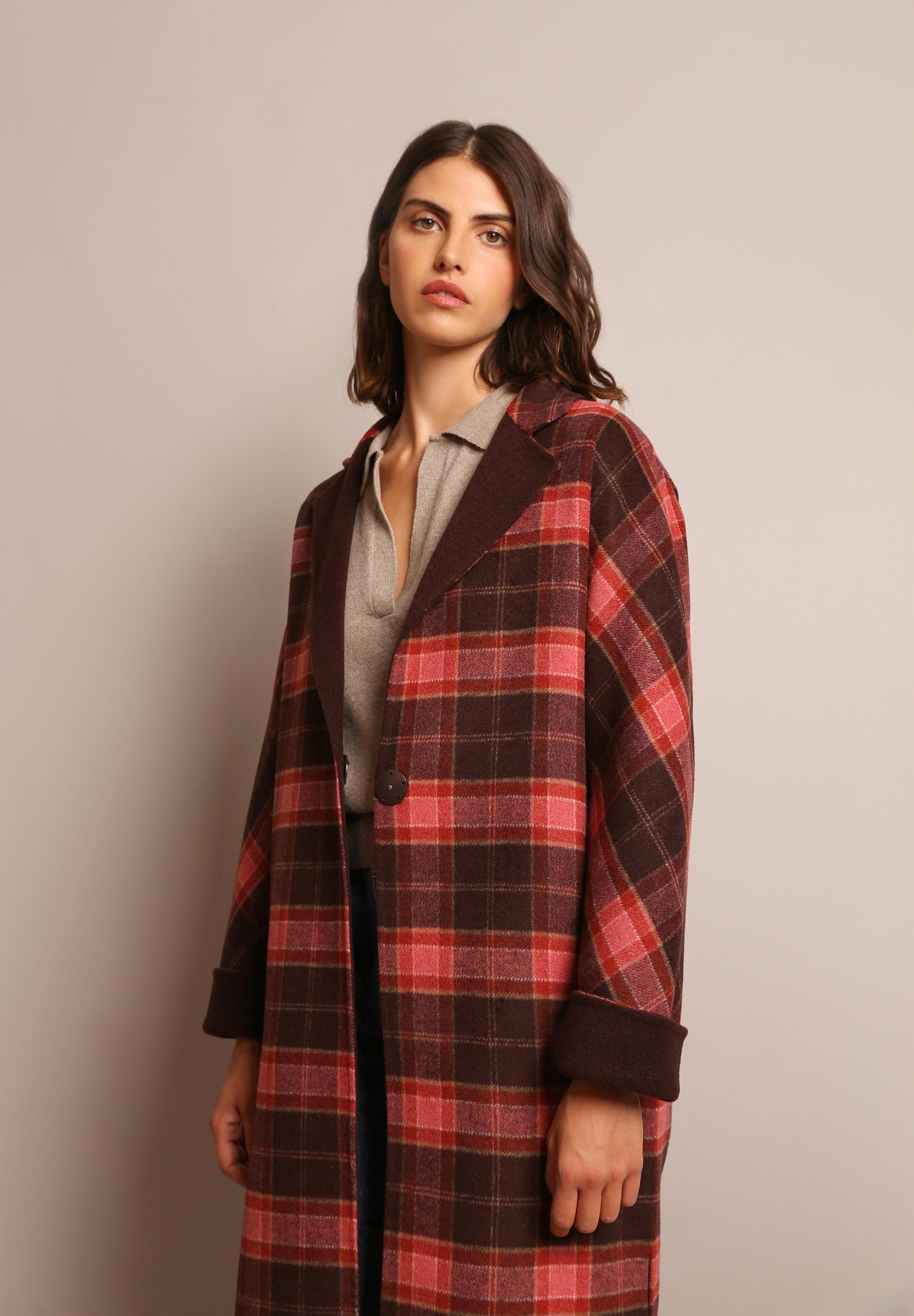 ABRIGO CUADROS LARGO