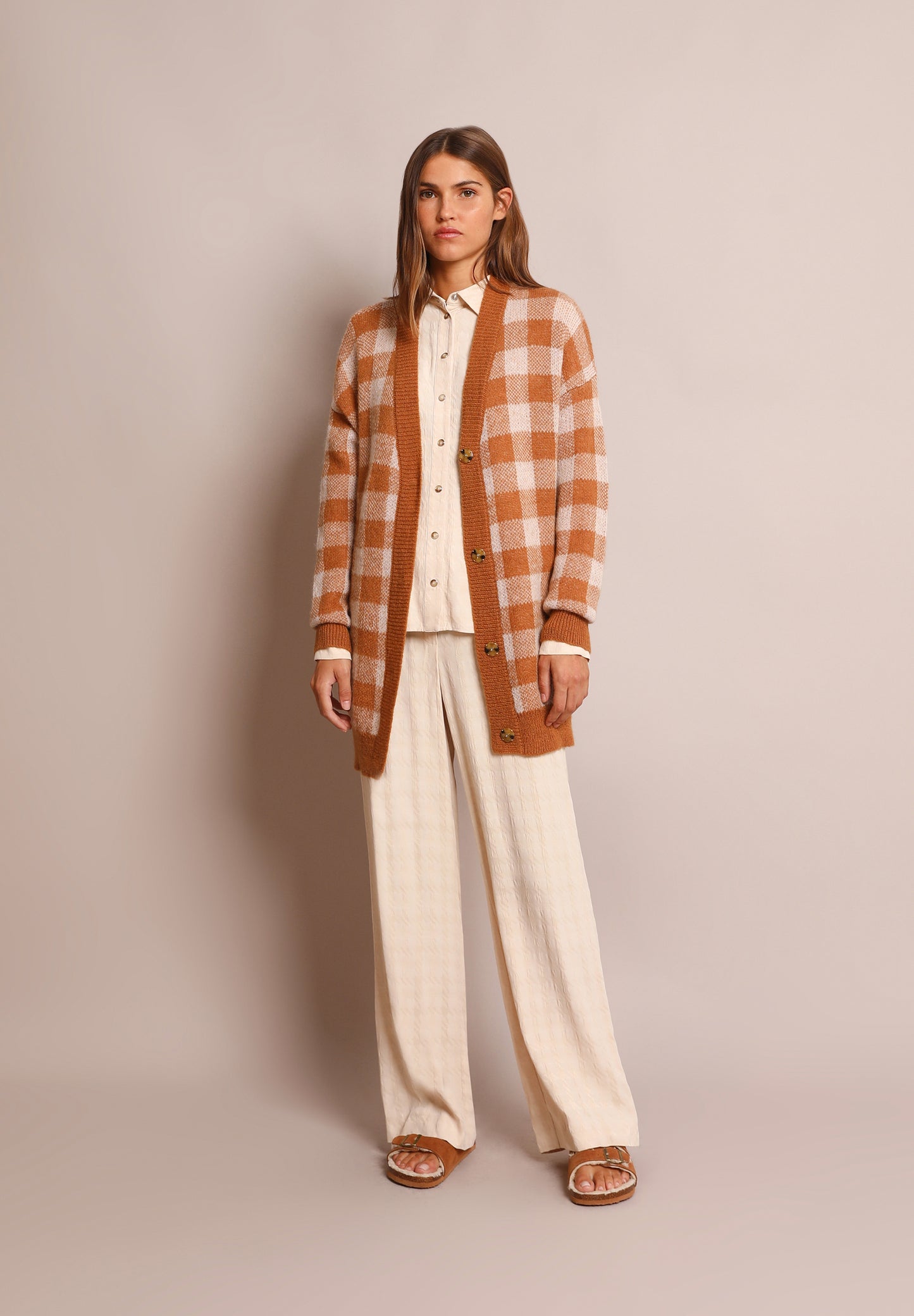 CÁRDIGAN LARGO CUADROS