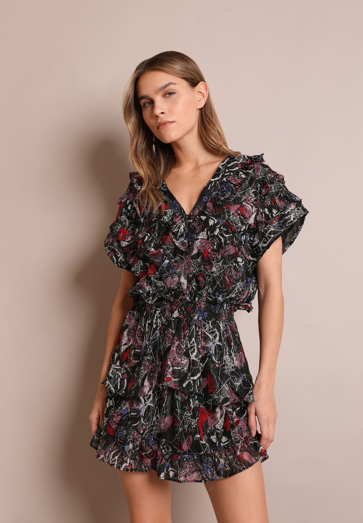 VESTIDO MINI PRINT METALIZADO