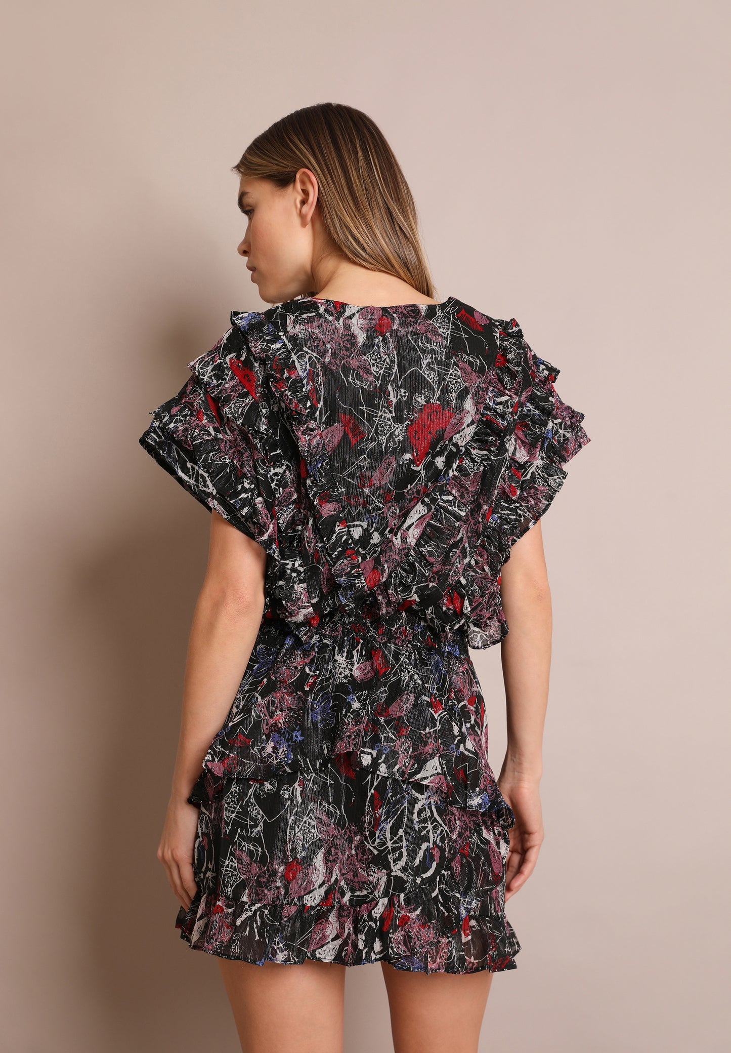 VESTIDO MINI PRINT METALIZADO