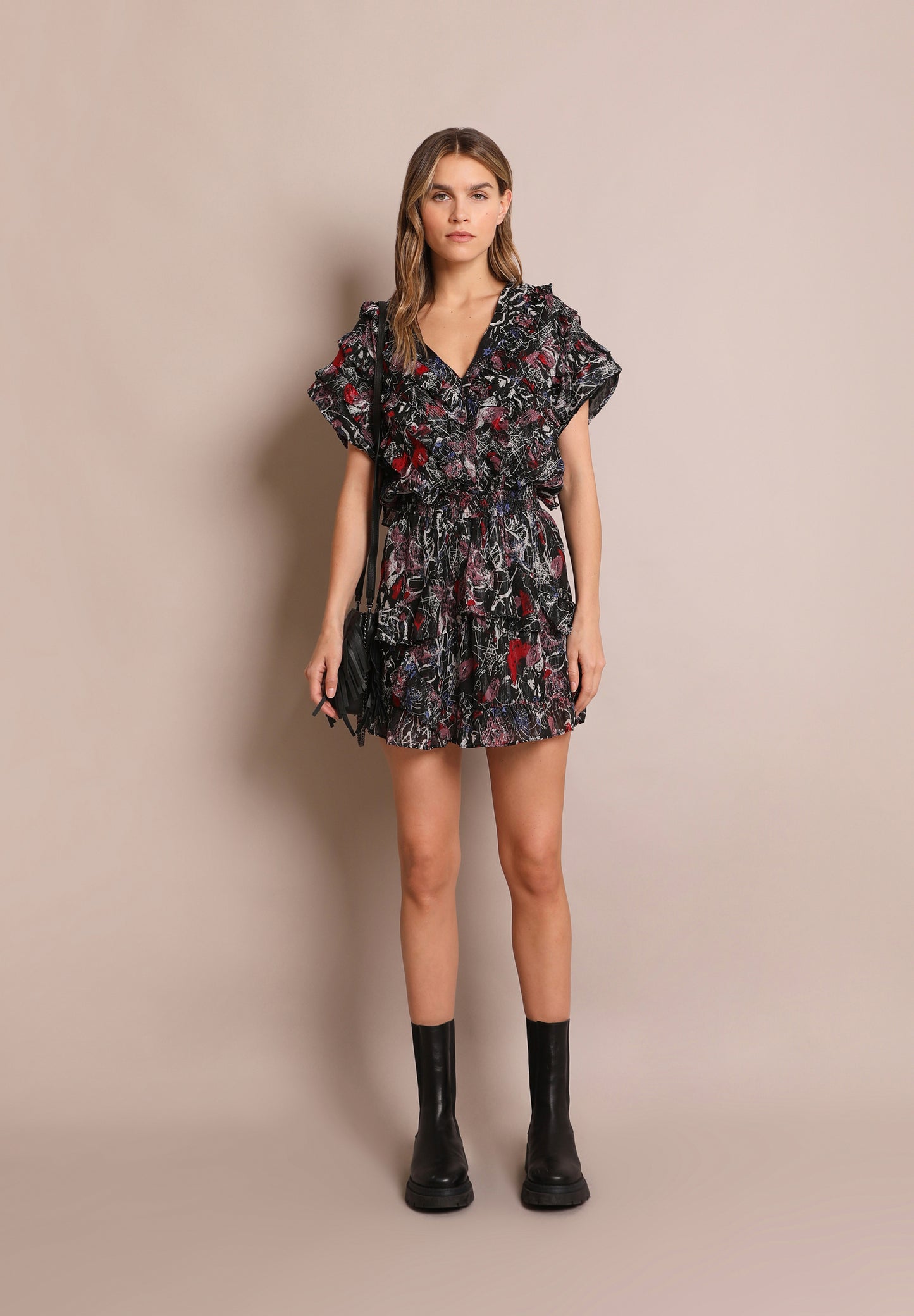 VESTIDO MINI PRINT METALIZADO