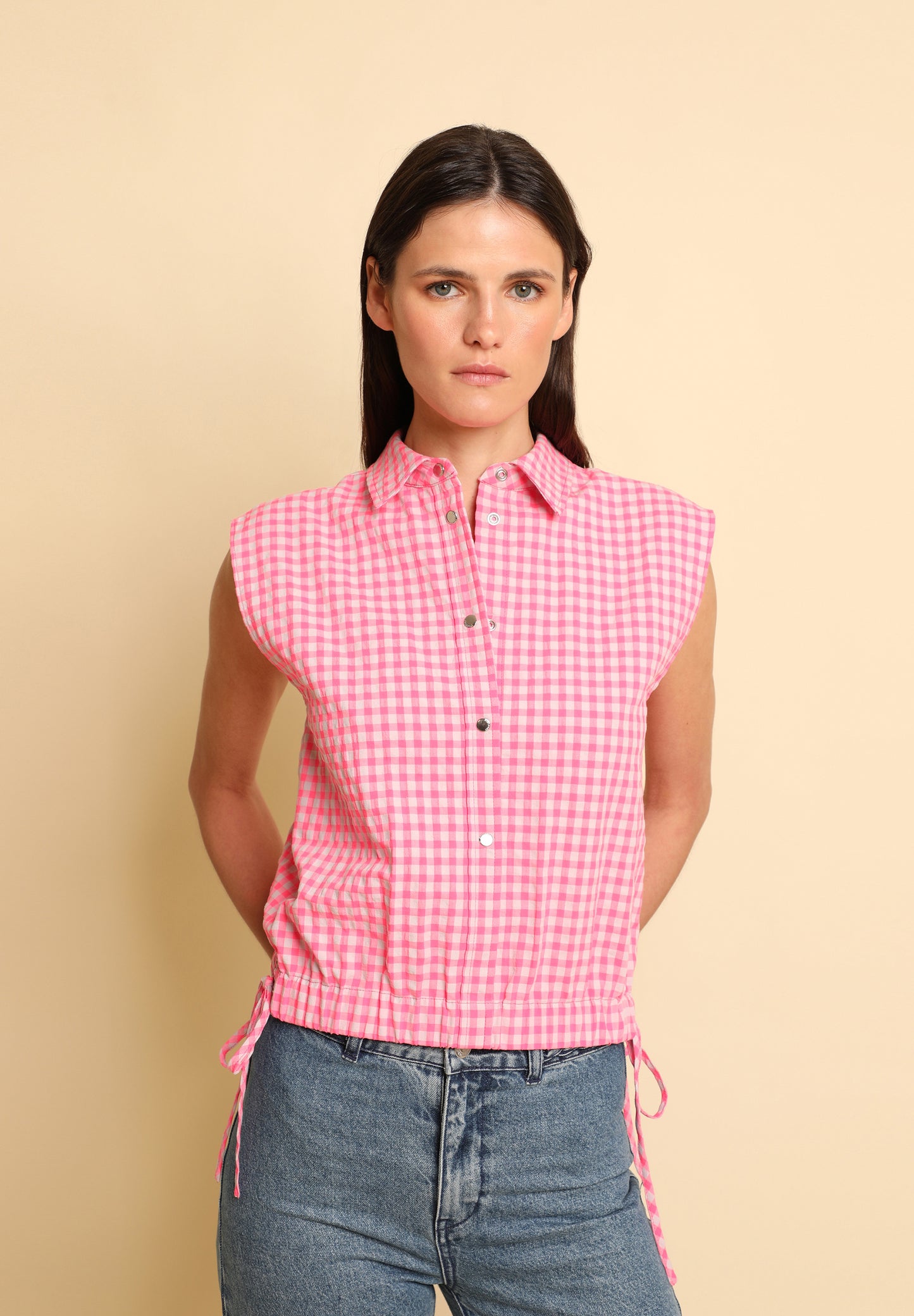 CAMISA CUADROS FRUNCE